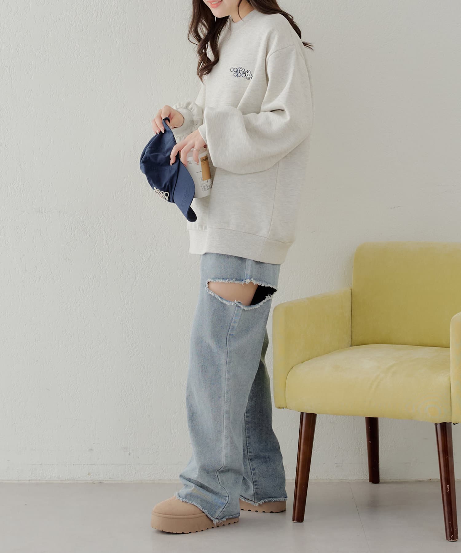 NICE CLAUP / OLIVE des OLIVE OUTLET(ナイスクラップ  / オリーブ デ オリーブ アウトレット) ＣＡＦＥおばけ裏起毛