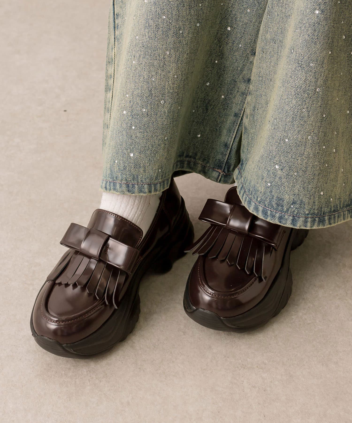 OLIVE des OLIVE ロングブーツ ブラウン Sサイズ OLIVE des OLIVE/【OLIVE des OLIVE】カバーロングブーツ｜NICE