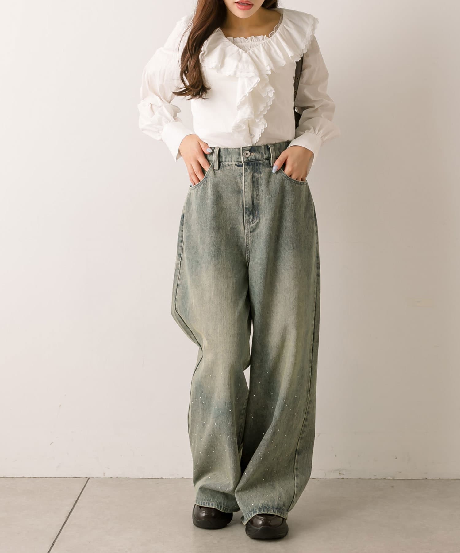 E i e L ☼ です Leja オリーブグリーン フリル袖 E i e L ☼ 様専用です Leja オリーブグリーン フリル袖