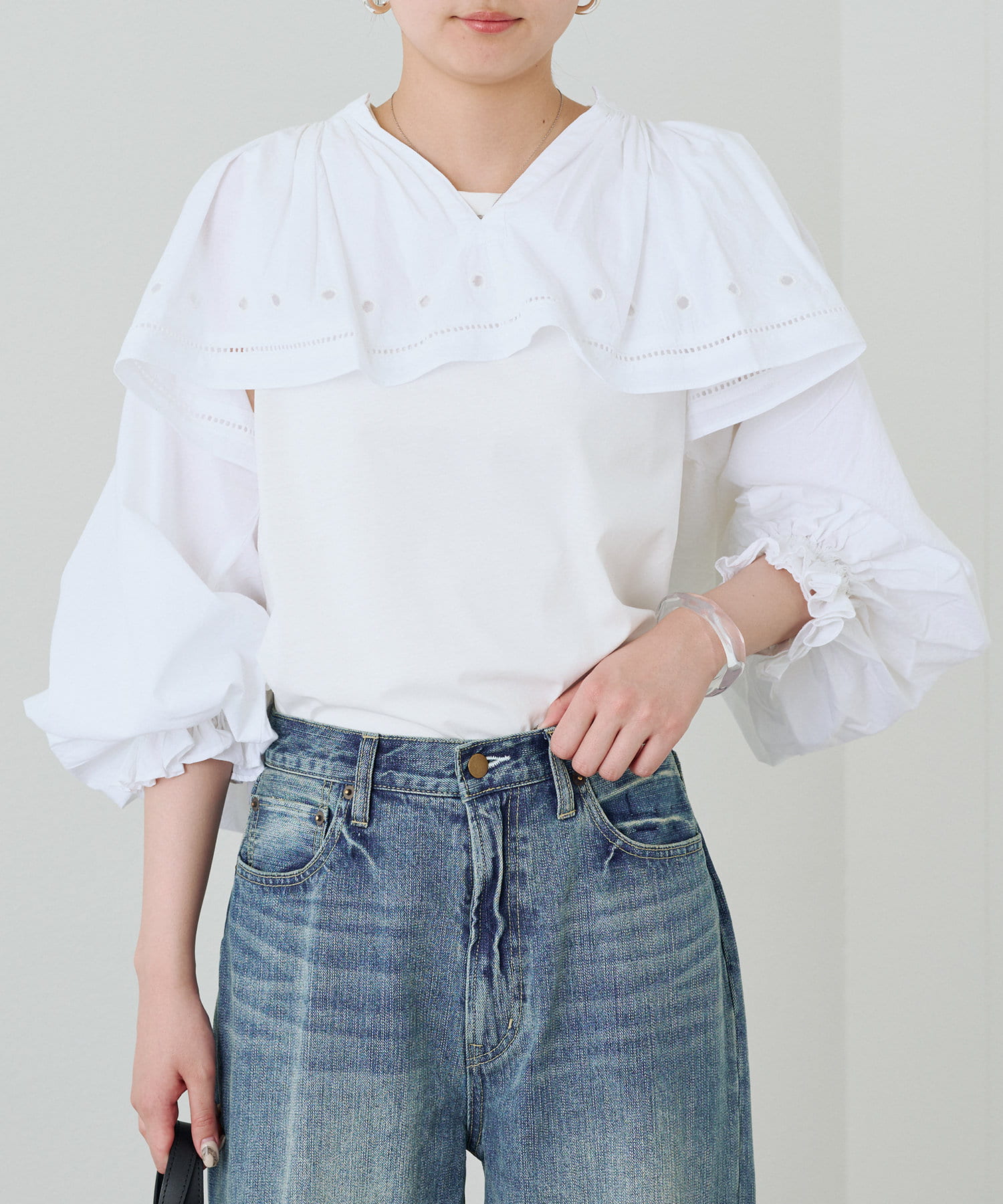 LOUNGEDRESS(ラウンジドレス) 【crinkle crinkle crinkle 】embroidery cropped blouse