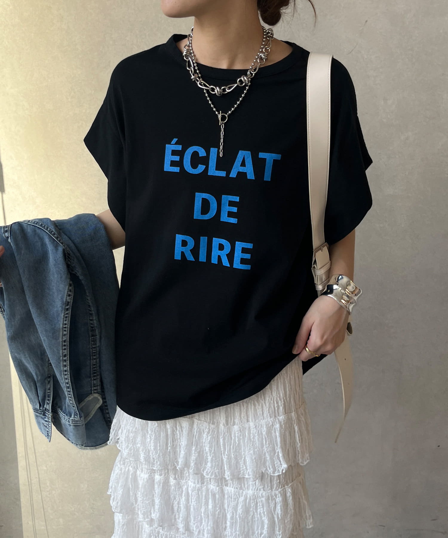 DOUDOU(ドゥドゥ) タックスリーブロゴTEE