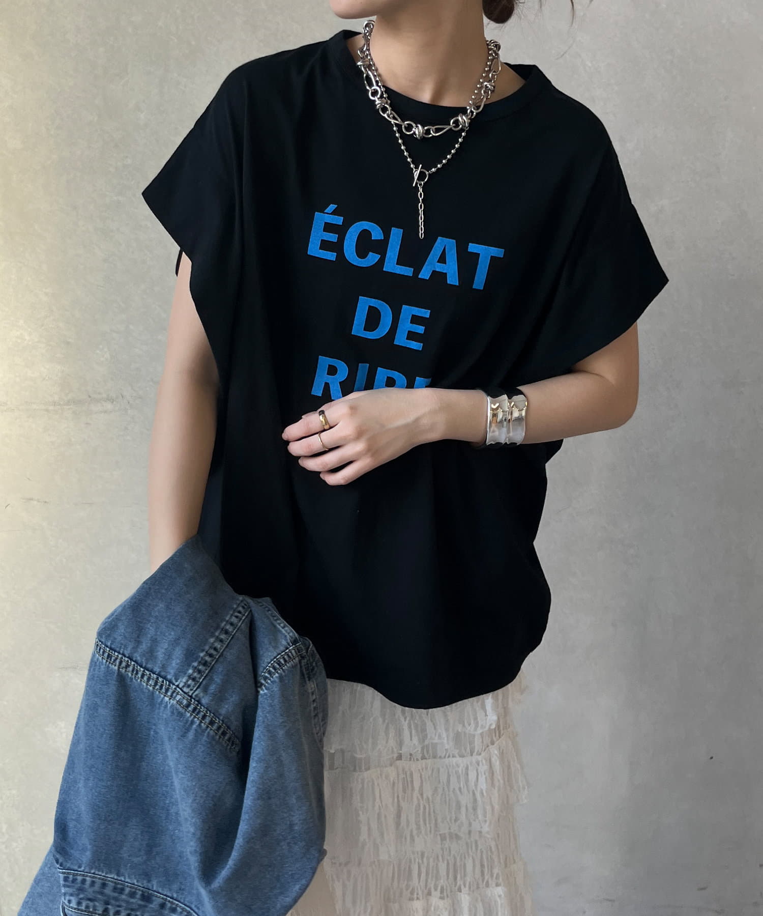 DOUDOU(ドゥドゥ) タックスリーブロゴTEE