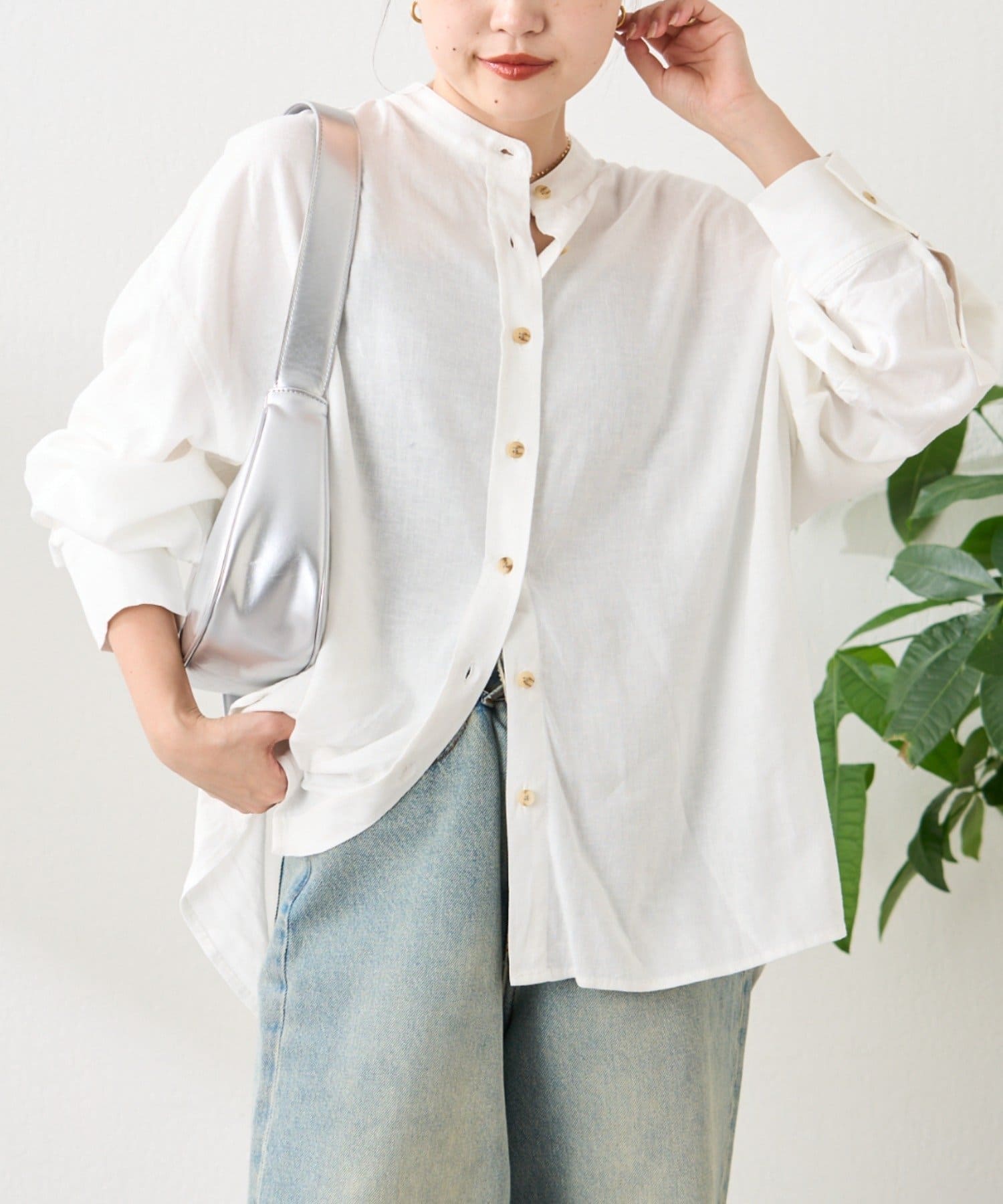JOURNAL STANDARD バンドカラー プルオーバー リネン レーヨン CIAOPANIC TYPY ブラウス シャツ 「冷房・日焼け対策