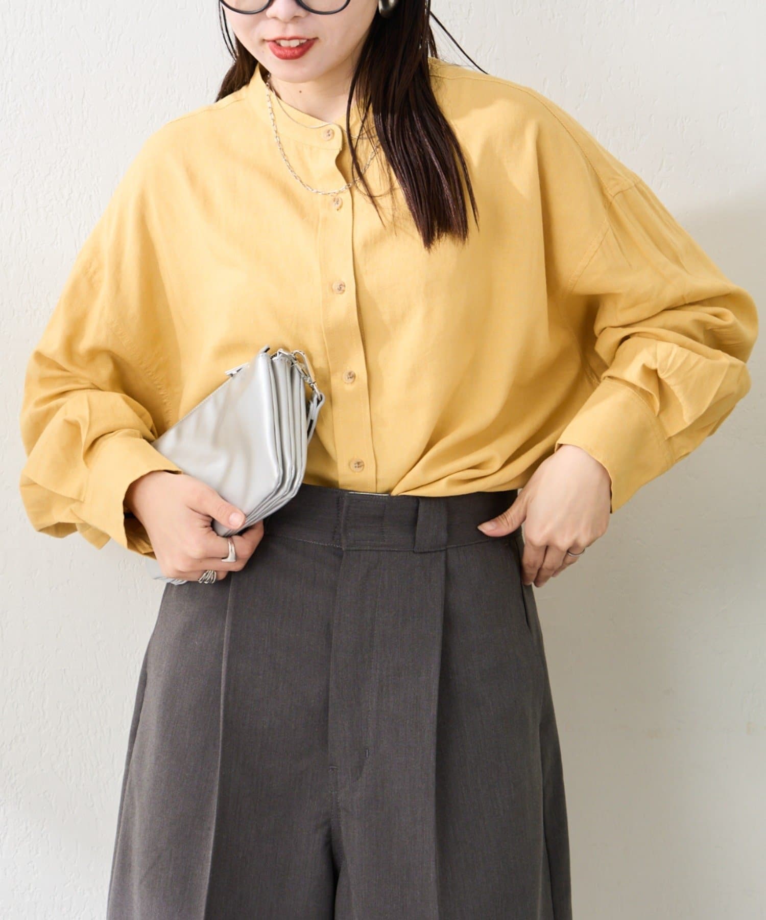 CIAOPANIC TYPY(チャオパニックティピー) リネンレーヨンバンドカラーシャツ