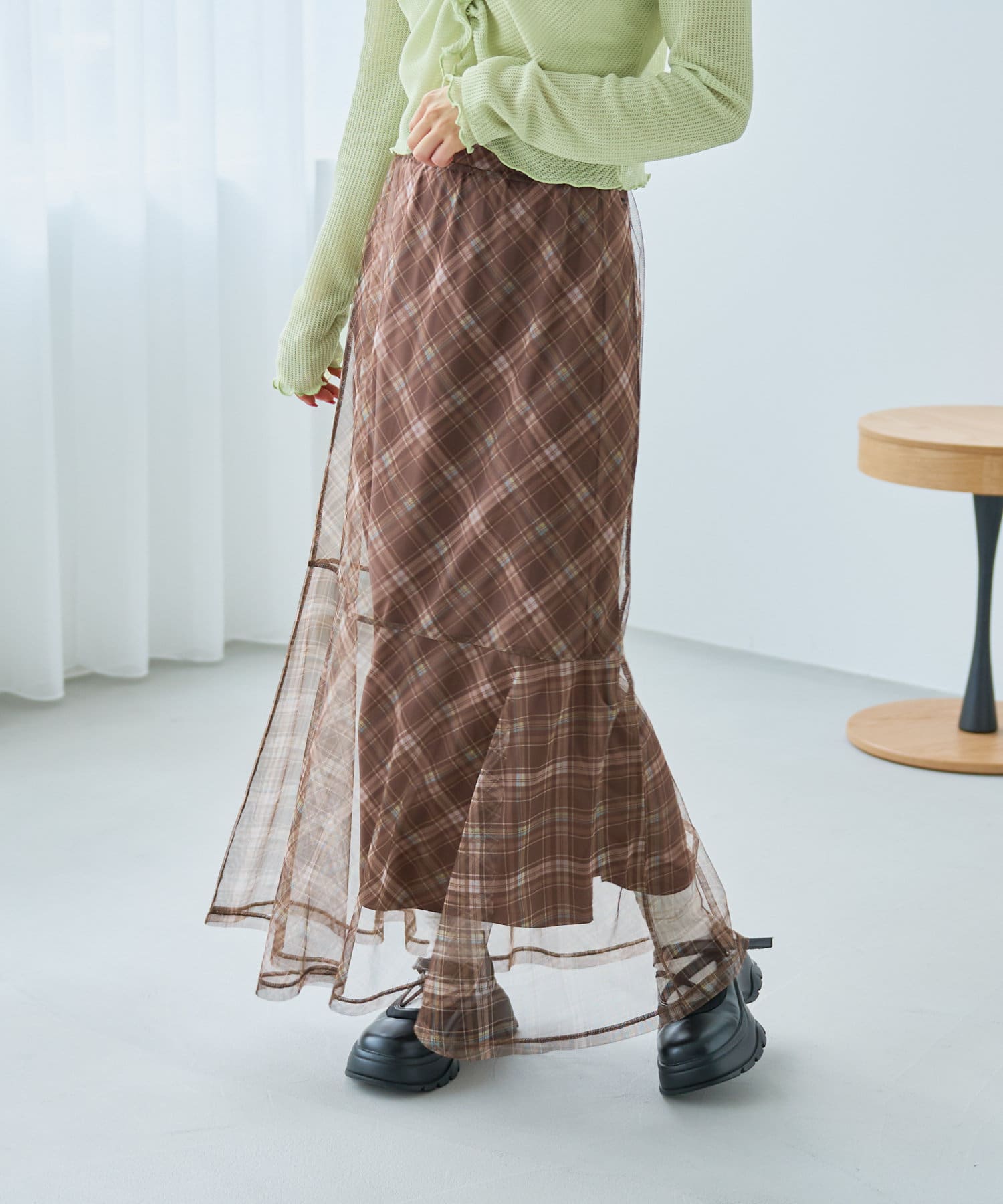 パンツ Kastane check velours skirt pants SET Kastane check velours skirt pants SET