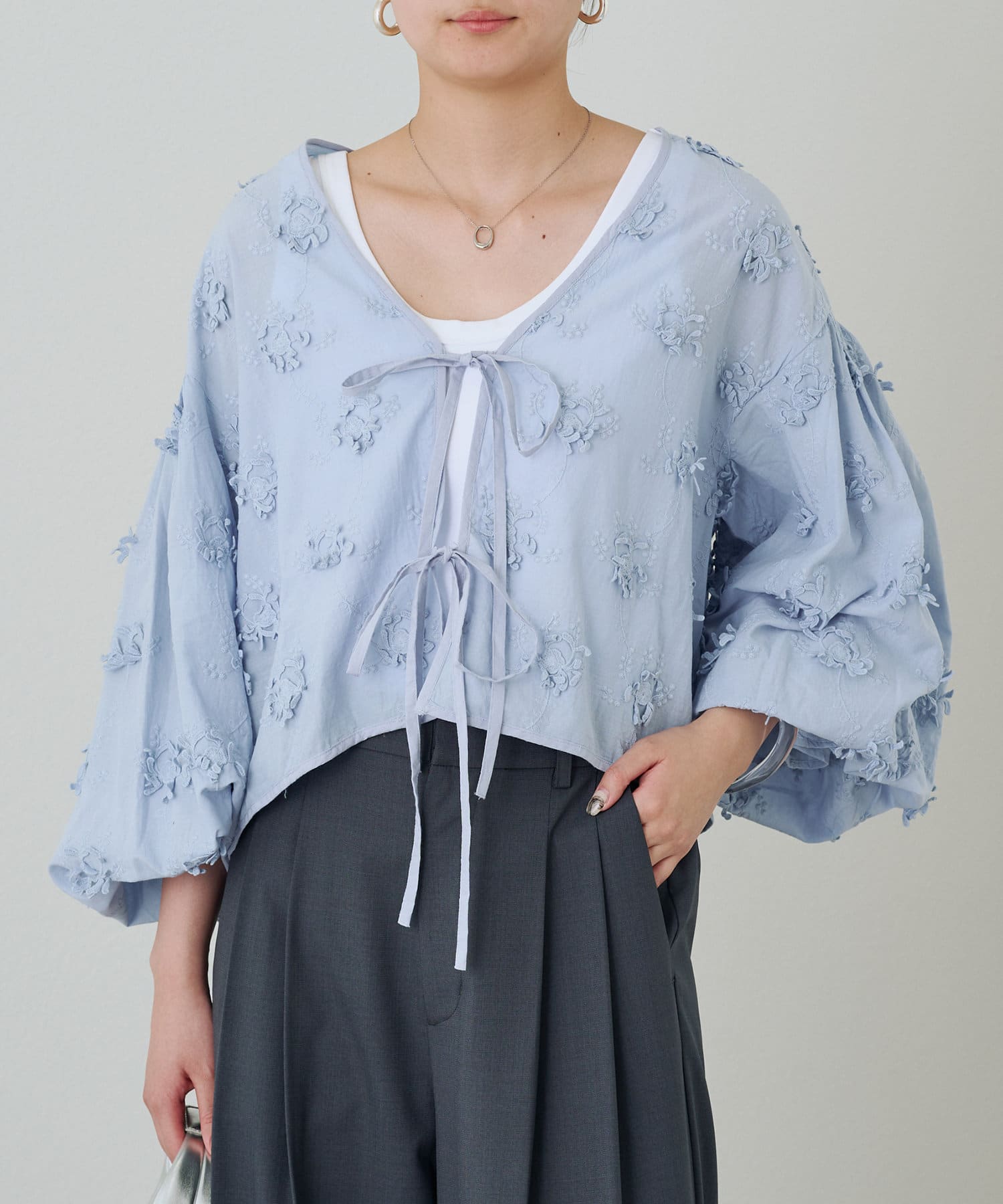 LOUNGEDRESS(ラウンジドレス) 【crinkle  crinkle crinkle】3D embroidery bolero