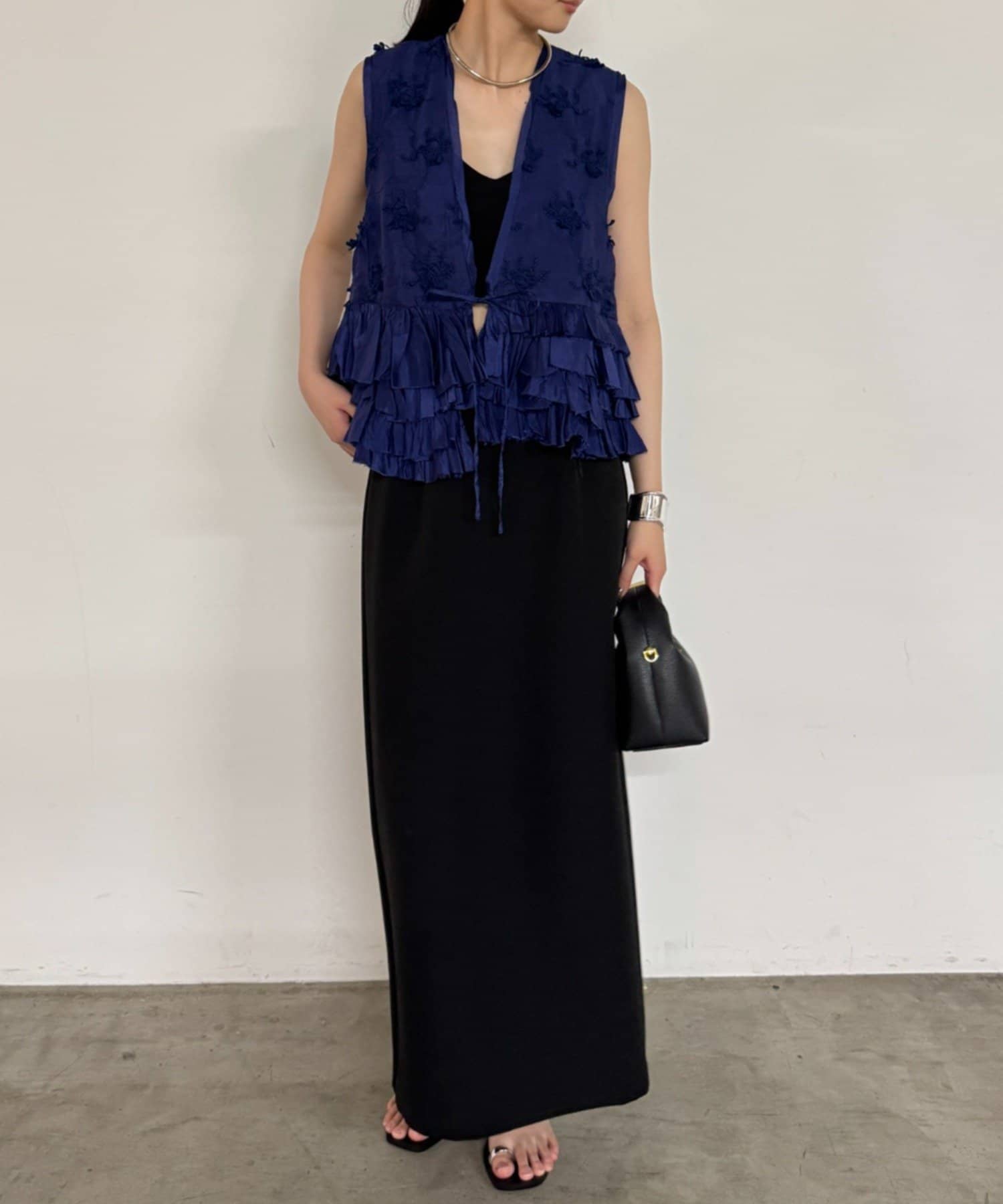crinkle frill rayon shantung vest | LOUNGEDRESS(ラウンジ