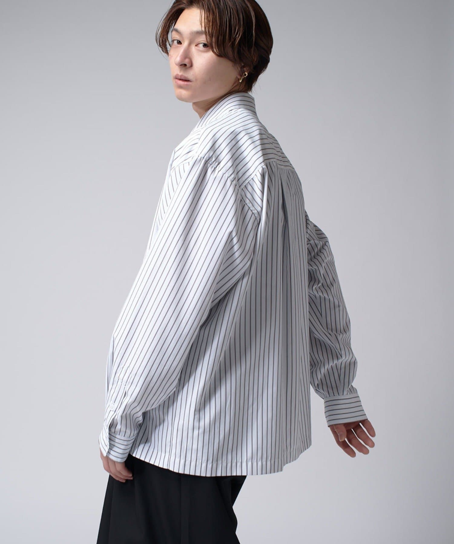 Neucon/ニューコン】ガンフラップオーバサイズストライプシャツ