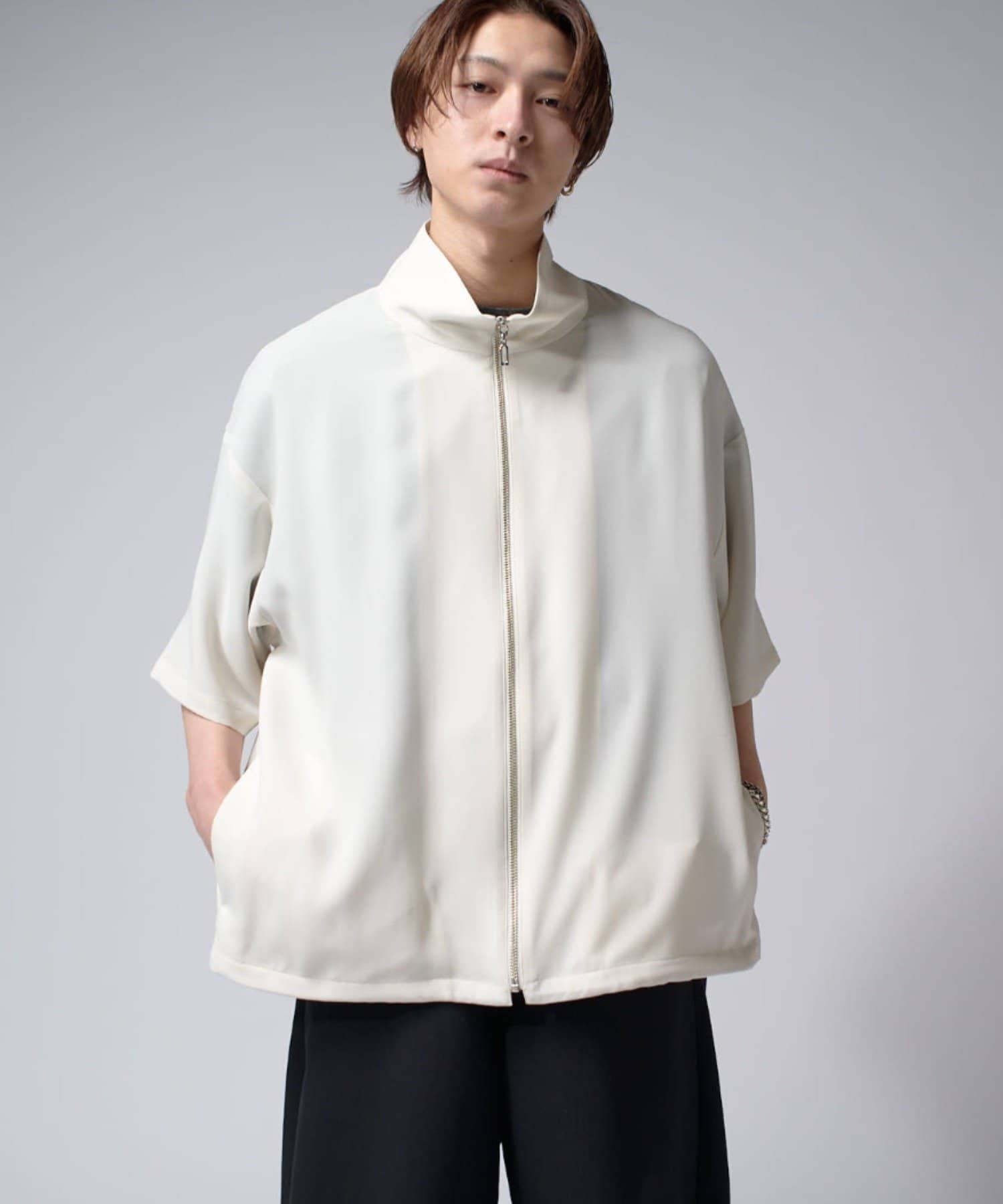 100％本物保証！ ショートスリーブZIPシャツ（半袖シャツ） Lui's(ルイス | トップス