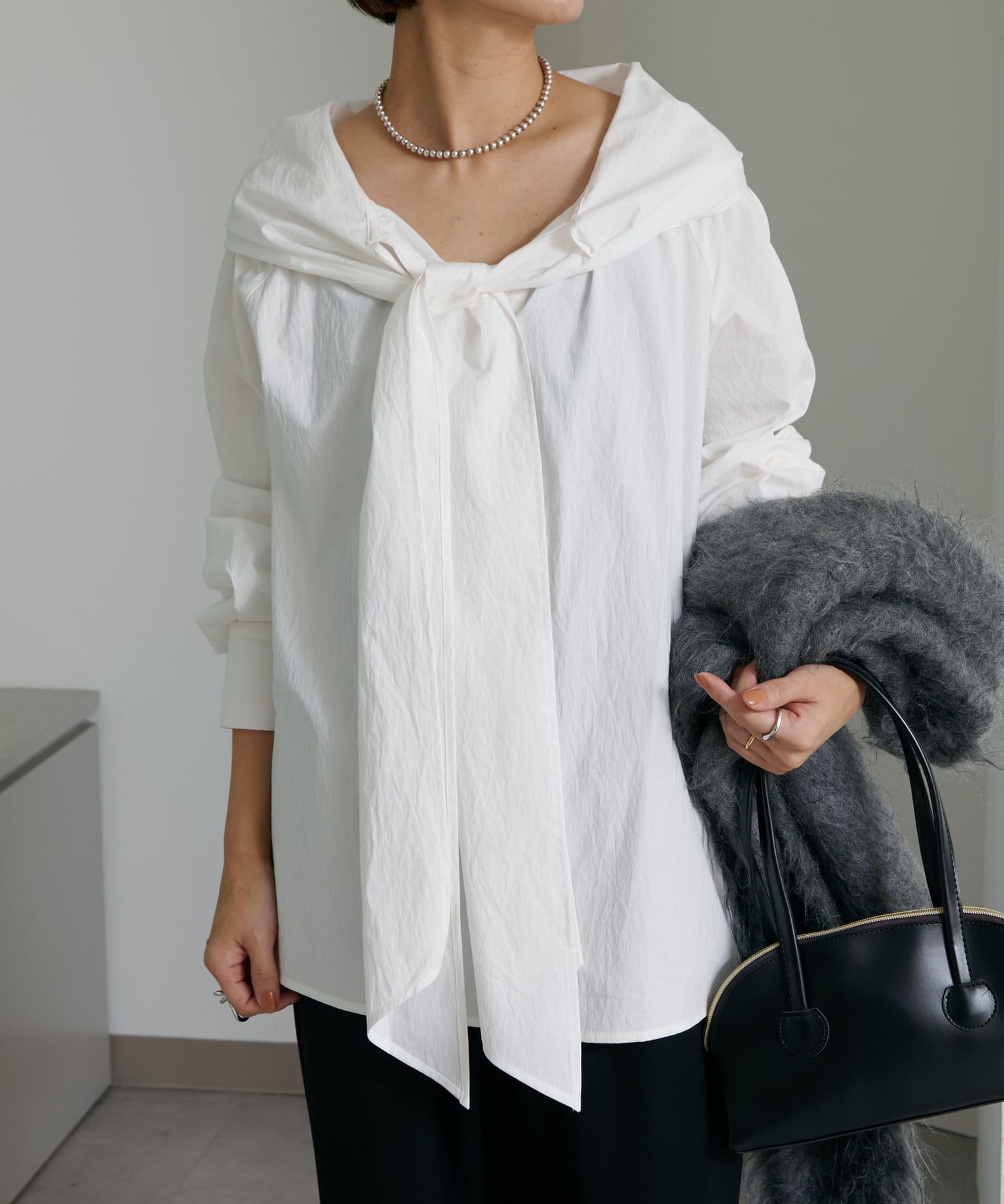 セレモニースタイルにも◎】オフショルボウタイブラウス | Omekashi