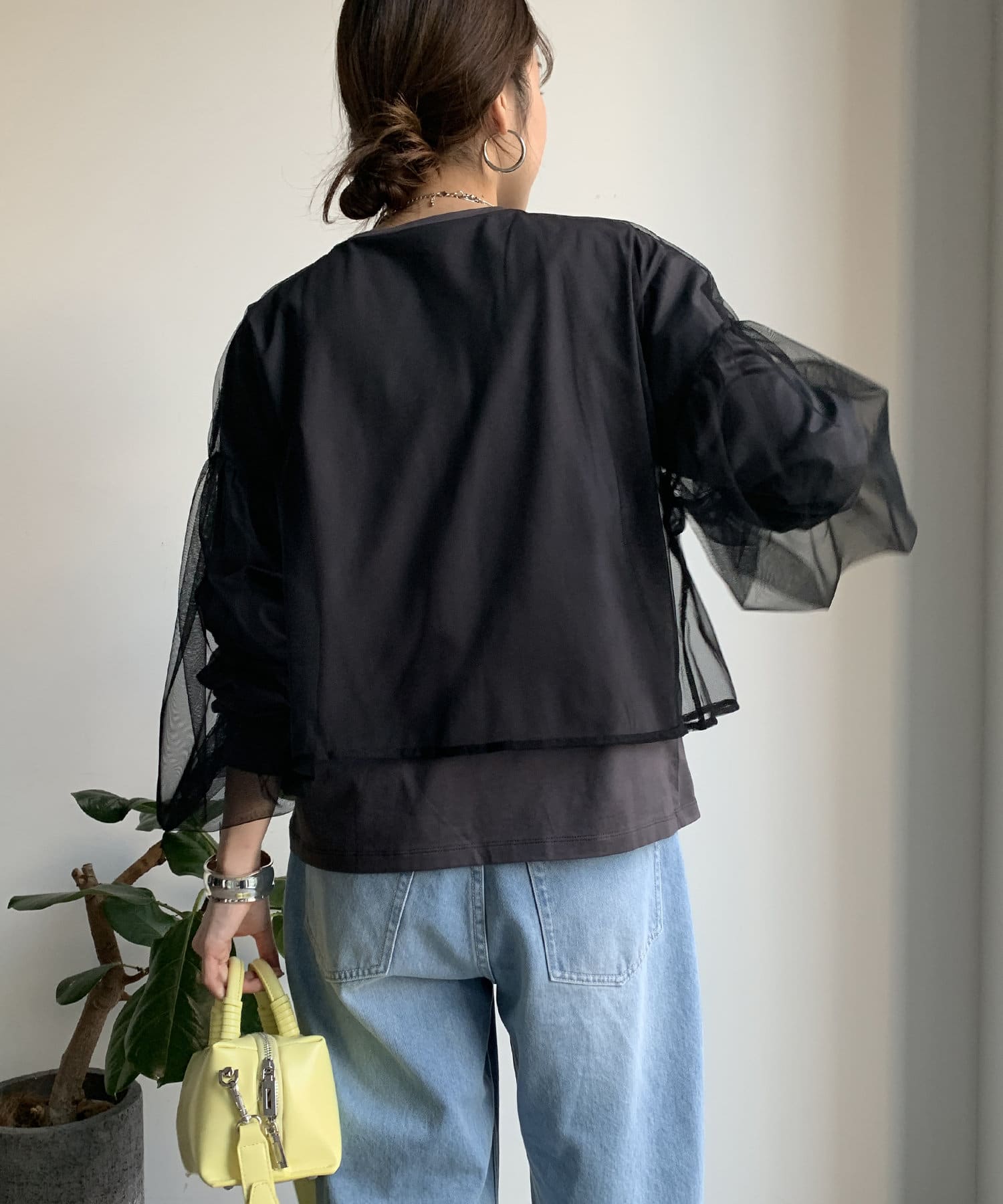 DOUDOU(ドゥドゥ) 【WEB限定】チュール重ねエンボスロゴロンTEE