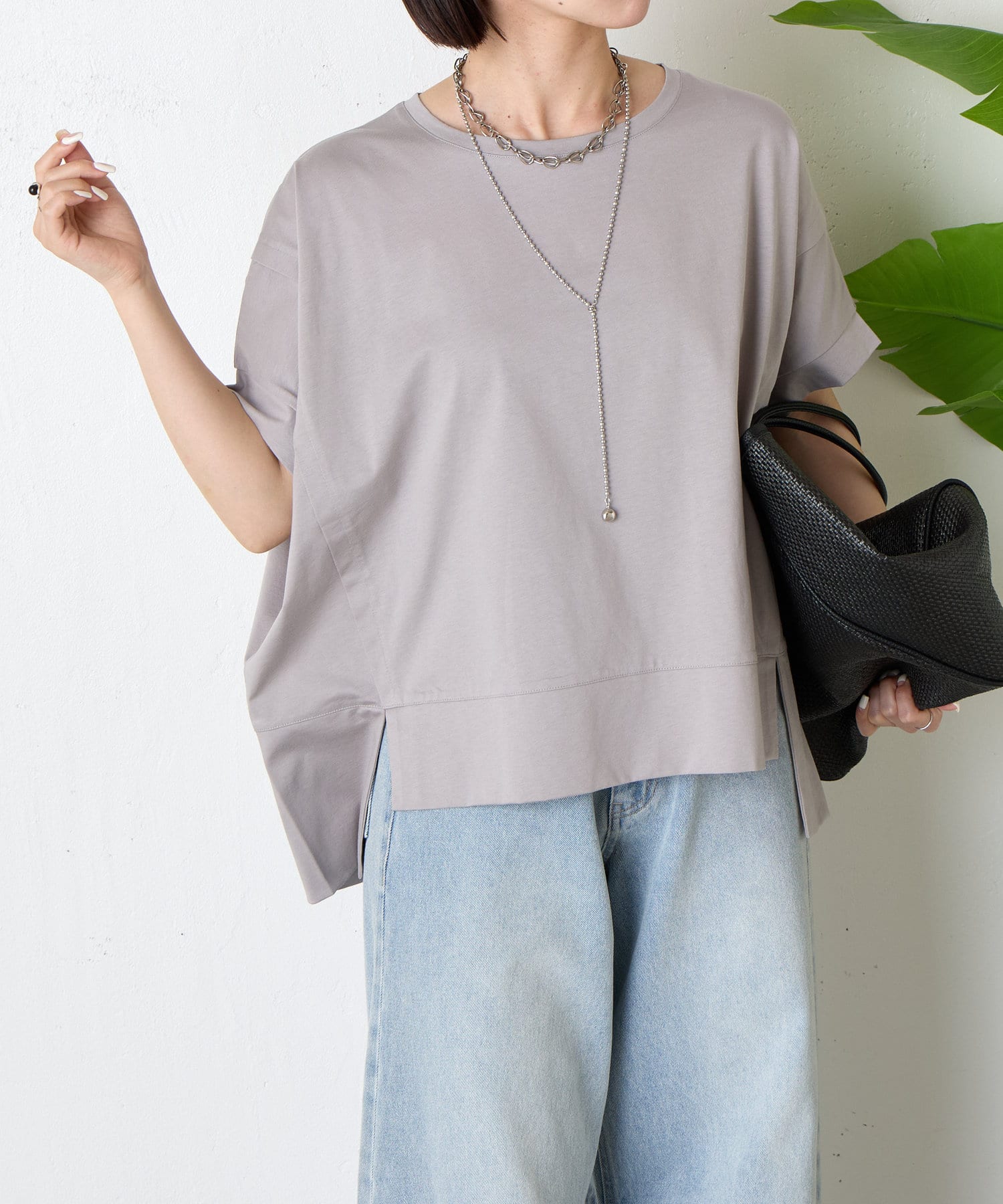 Jena　espace merveilleux(ジェナ　エスパスメルヴェイユ) 【新色登場】【サラサラ素材で涼しく着れる】ビッグ変形Tシャツ