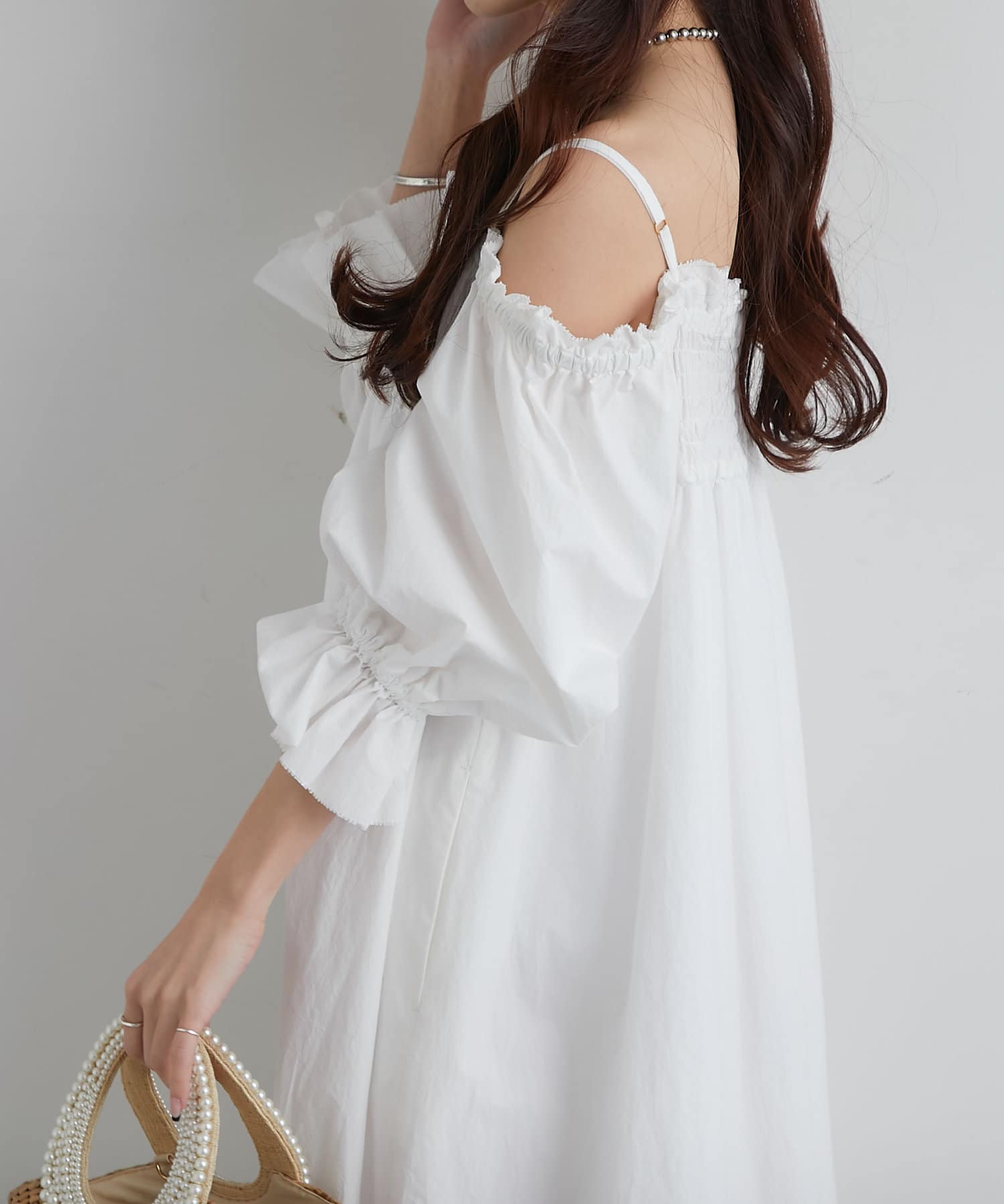 La Pafait やTRALALA風♡オフショルワンピース&リボンベルトセット はわせドールワンピース＆ヘッドドレスセット 王冠がま口Bag