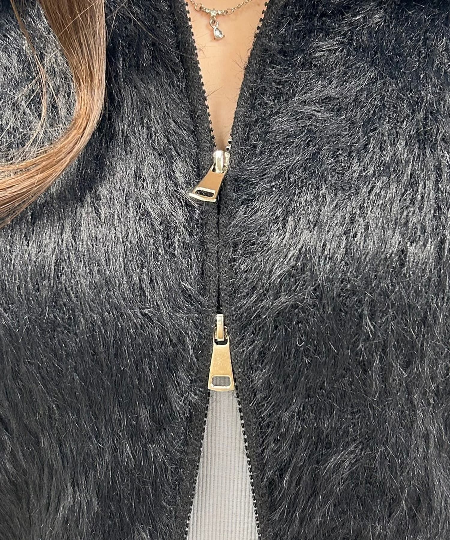 NICE CLAUP / OLIVE des OLIVE OUTLET(ナイスクラップ  / オリーブ デ オリーブ アウトレット) 【春の新作】【OUTLET限定】フェザーヤーンＷＺＩＰニット