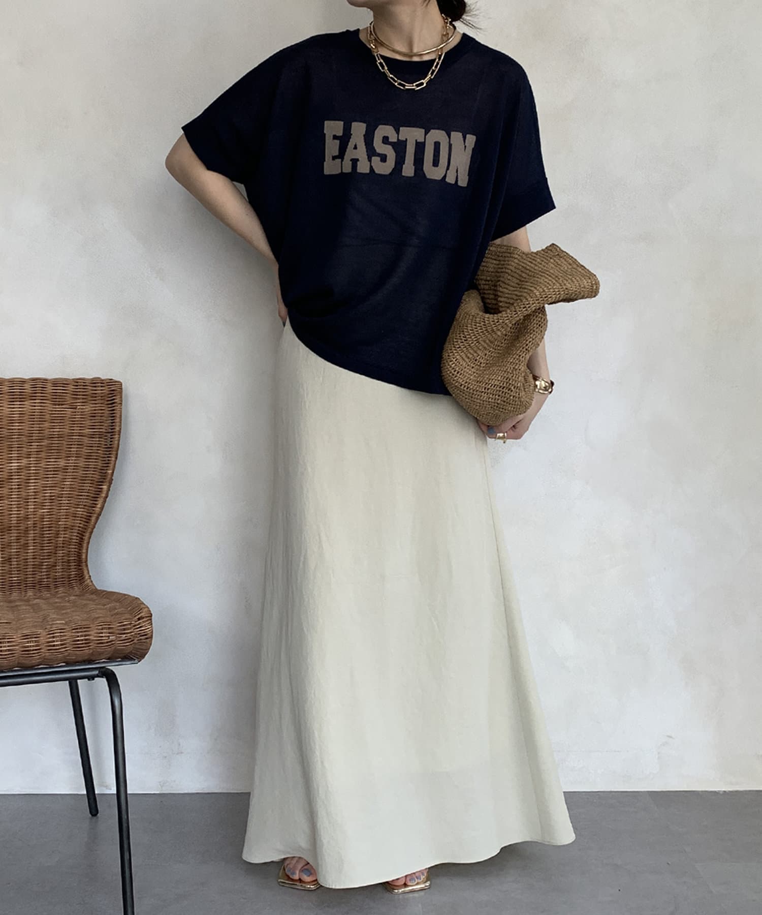 春のコレクション 前後2WAYシアーインターシャEASTONロゴニット DOUDOU(ドゥドゥ | トップス