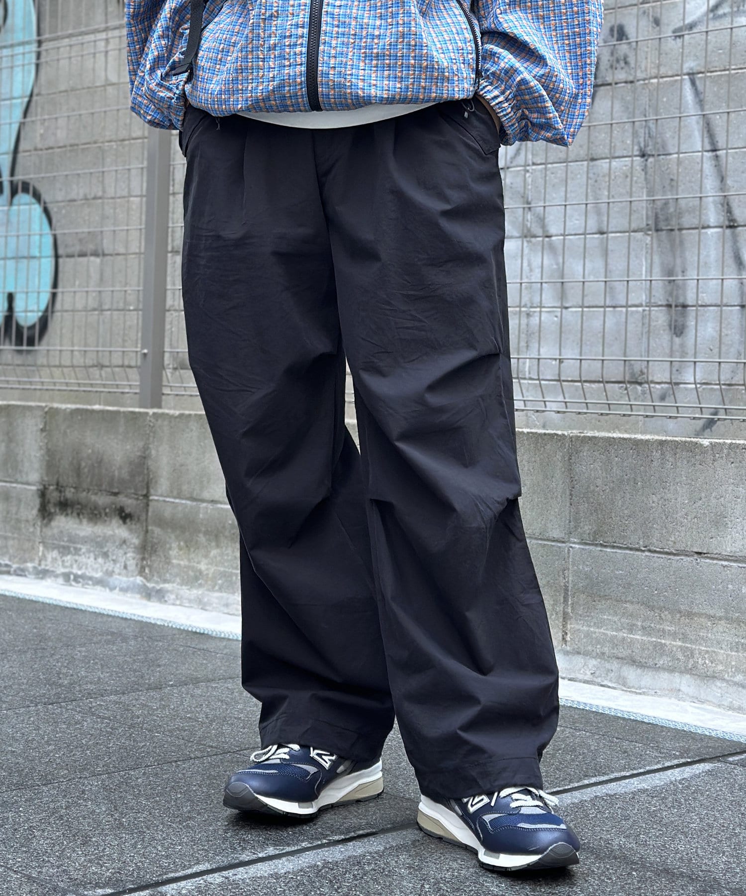 CPCM(シーピーシーエム) メンズ 綿ナイロンニータックパンツ ブラック