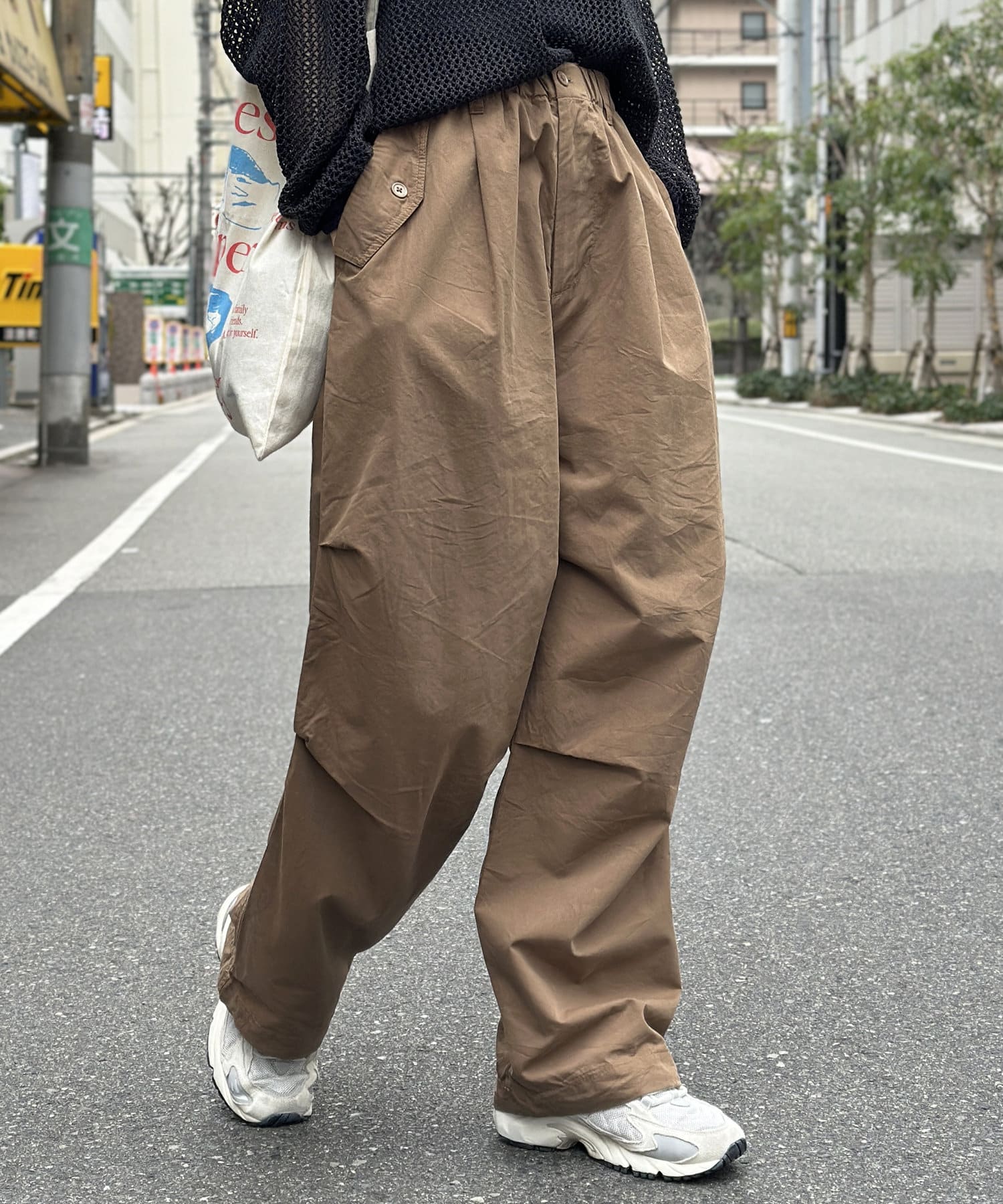 CPCM(シーピーシーエム) メンズ 綿ナイロンニータックパンツ ベージュ
