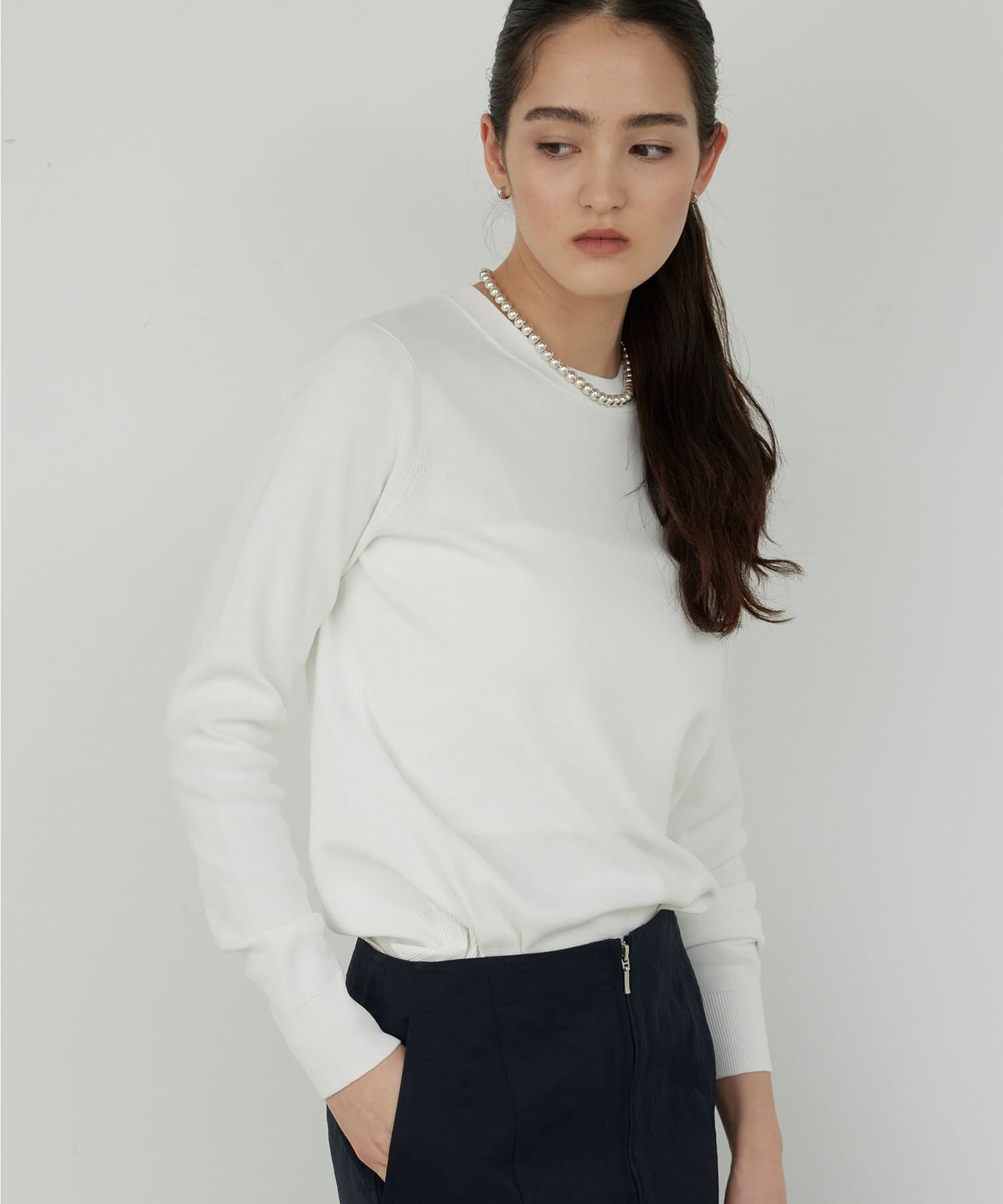 Loungedress(Loungedress GALLARDAGALANTE)◆ニット・セーター(厚手)/FREE/コットン/WHT/無地/LDZ1041205A0001 Loungedress(Loungedress GALLARDAGALANTE)(ラウンジドレス