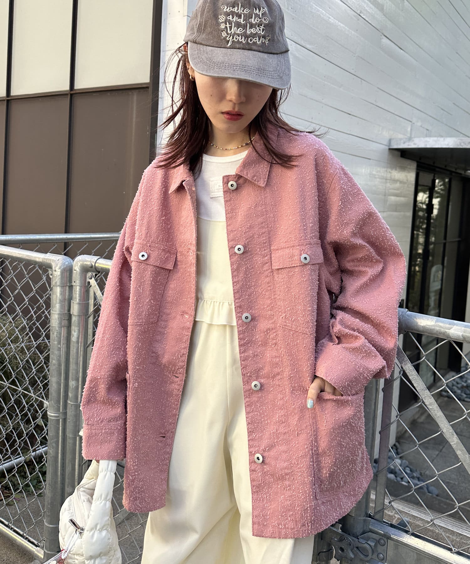 w closet(ダブルクローゼット) レディース つぶつぶBIGジャケット ピンク