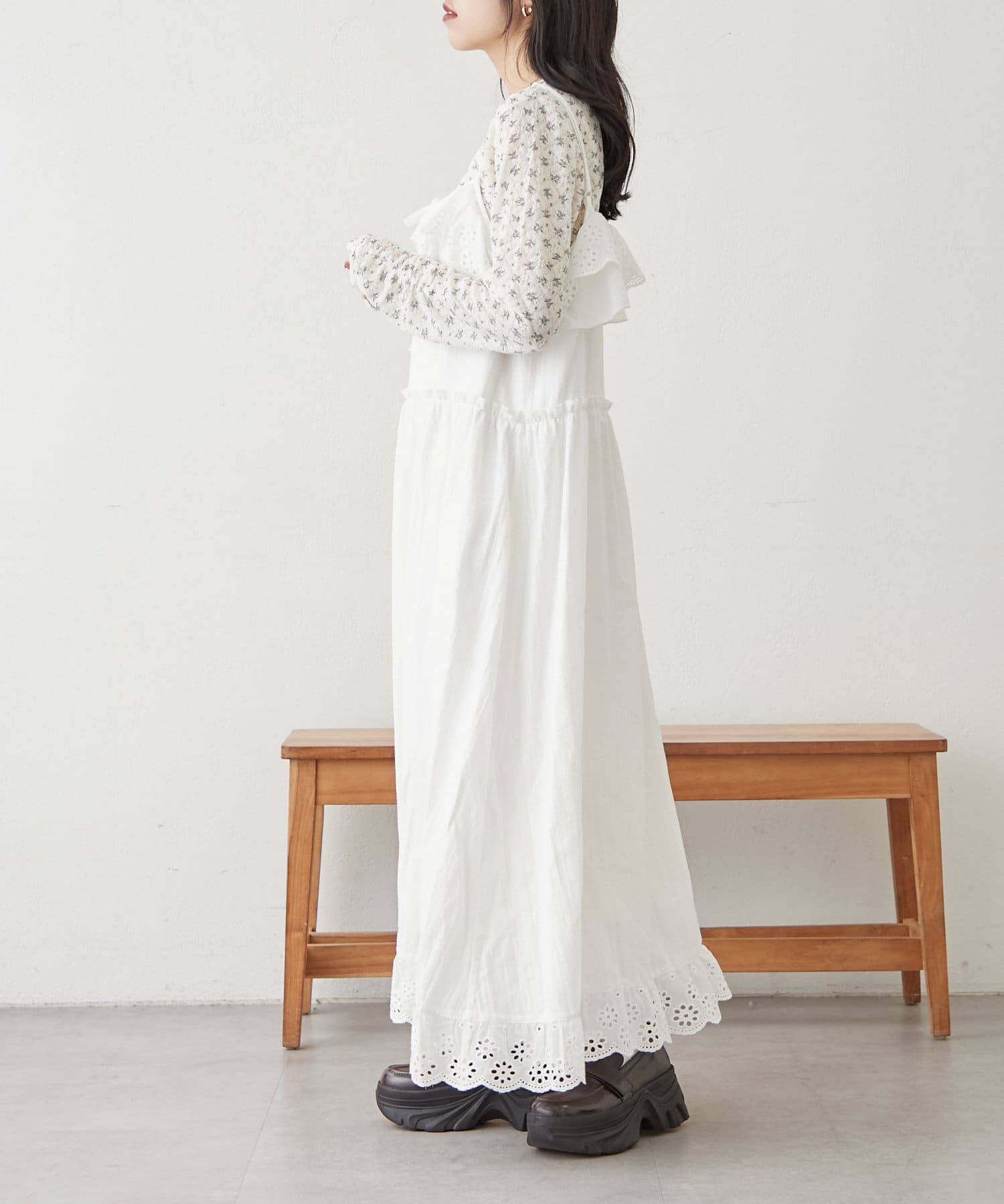 muguet コットンレースキャミワンピース MUGUET コットンレース キャミワンピ ピンク - メルカリ