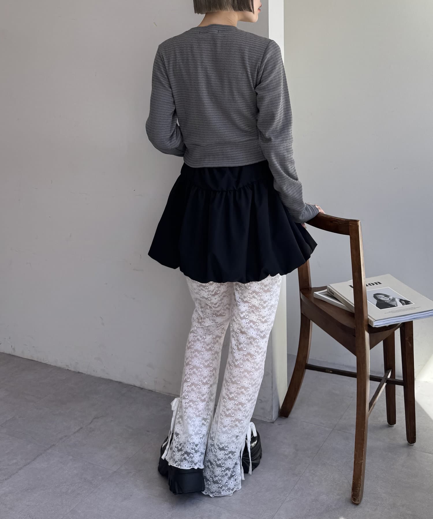 w closet(ダブルクローゼット) ジャガードコンパクトカーディガン