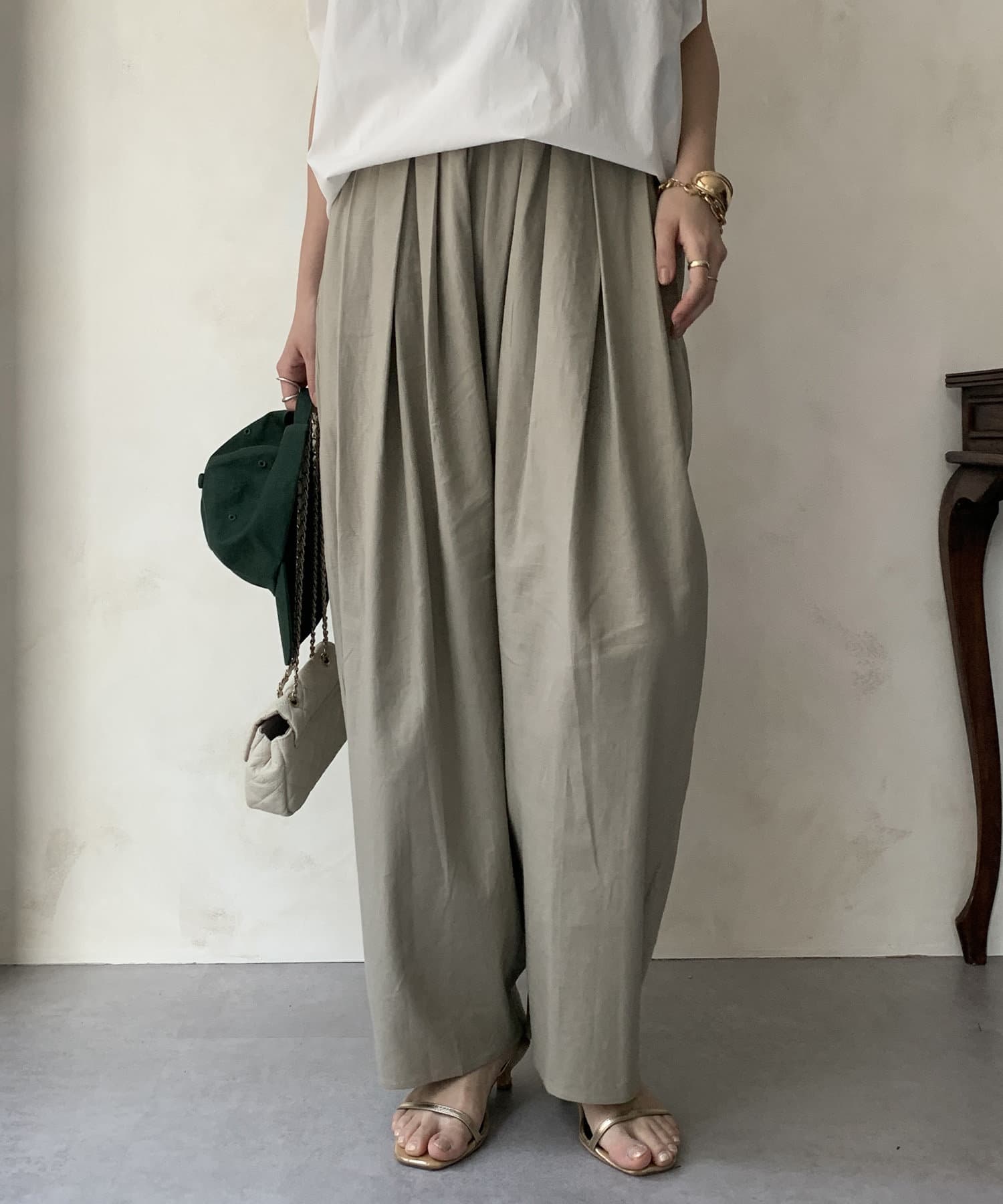 DOUDOU(ドゥドゥ) 【WEB限定】ランダムタックパンツ