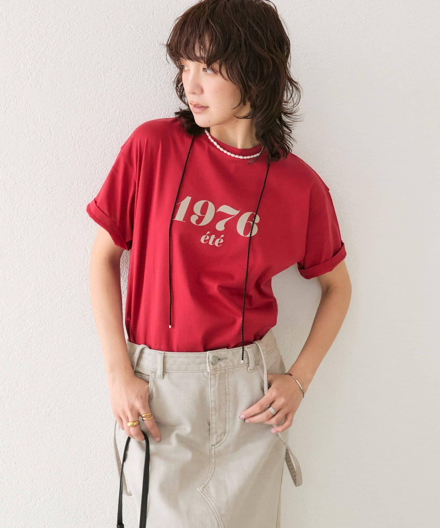 RIVE DROITE(リヴドロワ) レディース 予約【コーデのポイントに】Year Number Tee レッド