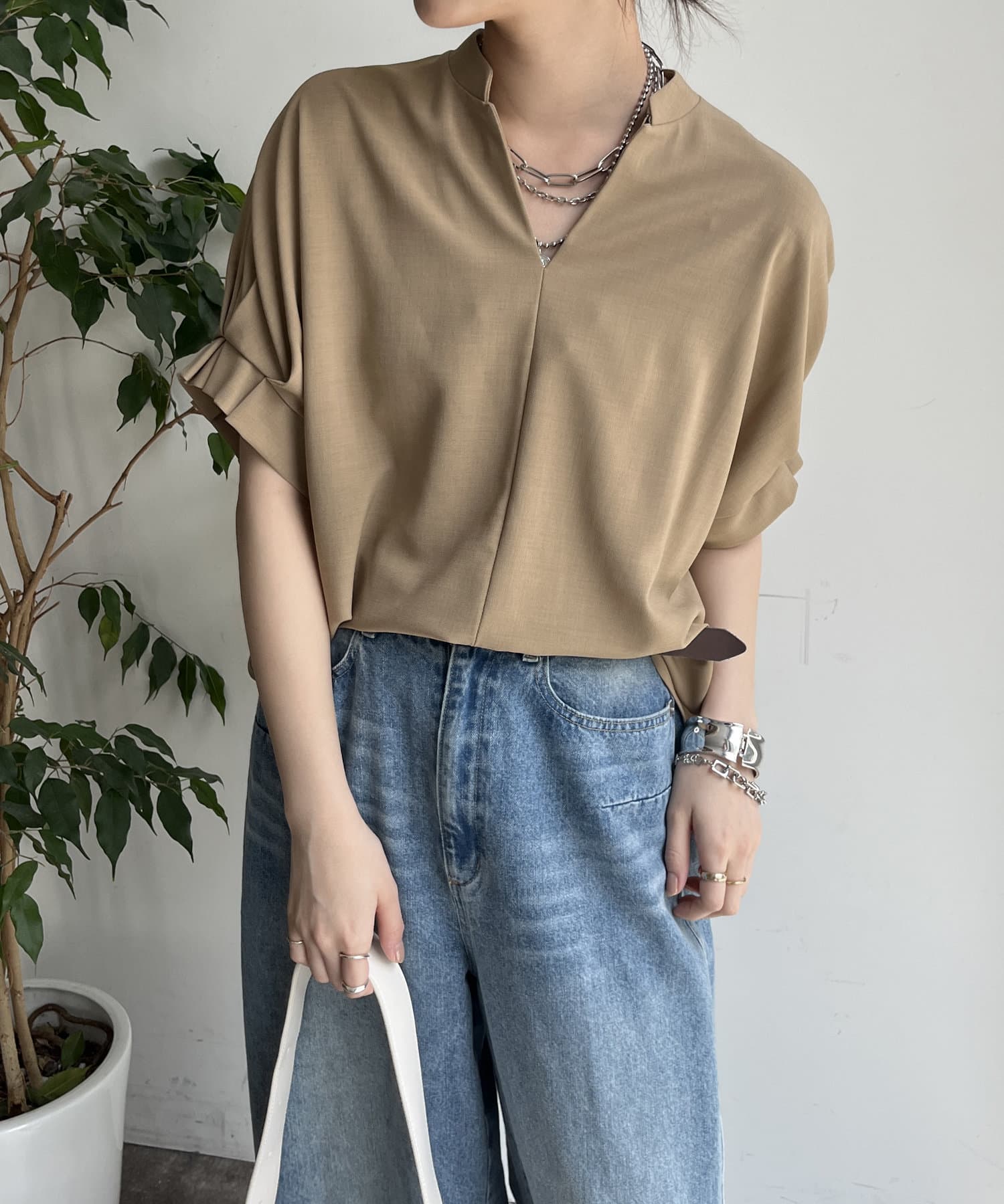 新色追加】【WEB限定】接触冷感素材スキッパーブラウス | DOUDOU