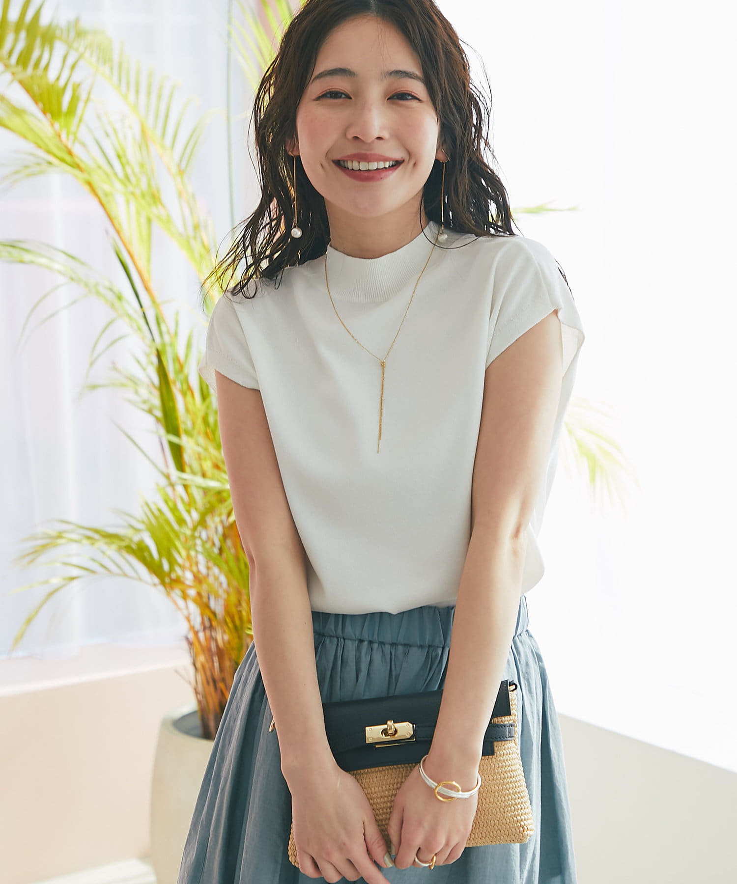 La boutique BonBon(ラブティックボンボン) 【名品・UVカット・接触冷感】クールタッチUVハイネックフレンチニット