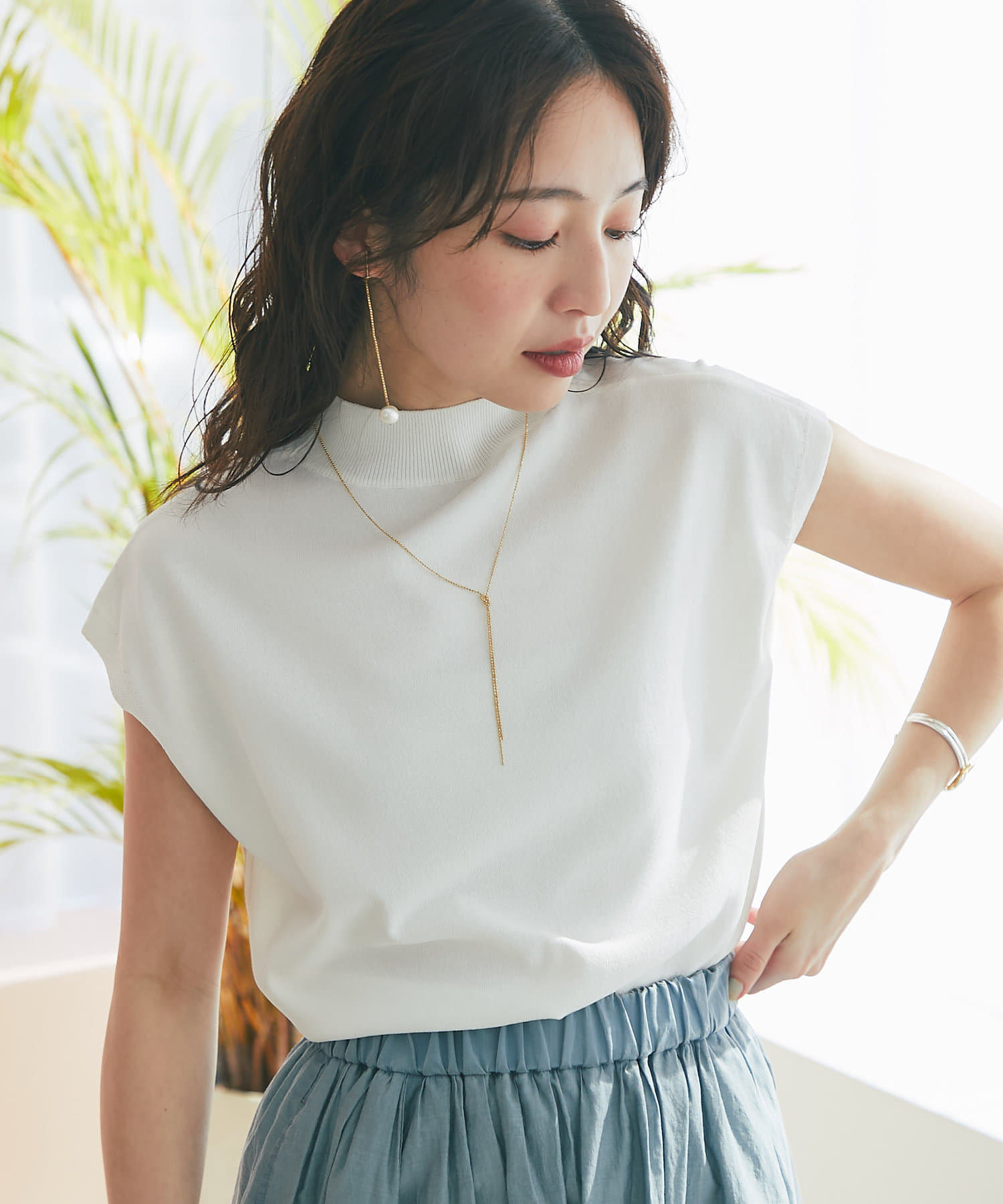 名品・UVカット・接触冷感】クールタッチUVハイネックフレンチ