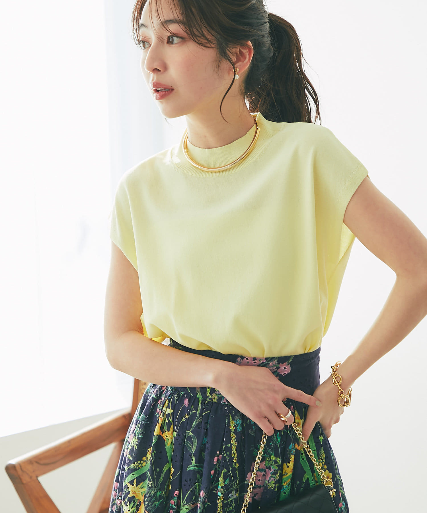 La boutique BonBon(ラブティックボンボン) 【名品・UVカット・接触冷感】クールタッチUVハイネックフレンチニット