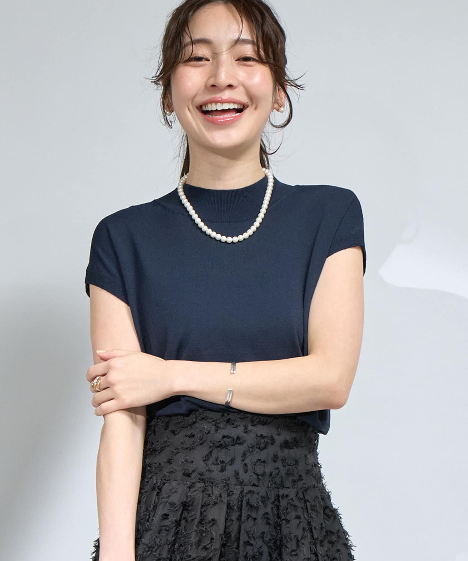La boutique BonBon(ラブティックボンボン) 【名品・UVカット・接触冷感】クールタッチUVハイネックフレンチニット