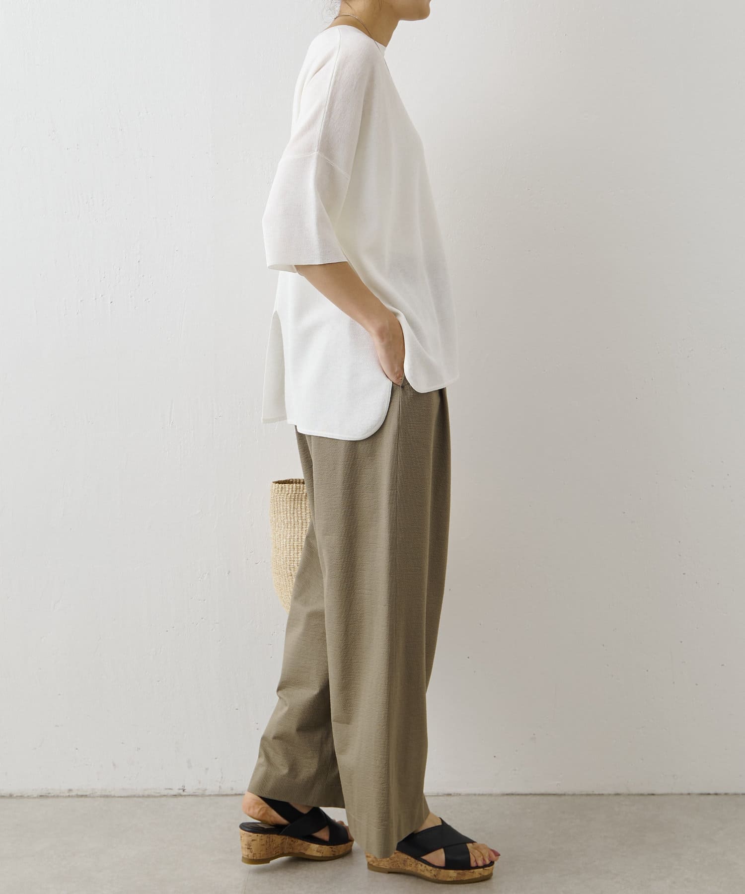 ビアズリー　パンツ BEARDSLEY（ビアズリー）の「リネン混ジャガードウエスト