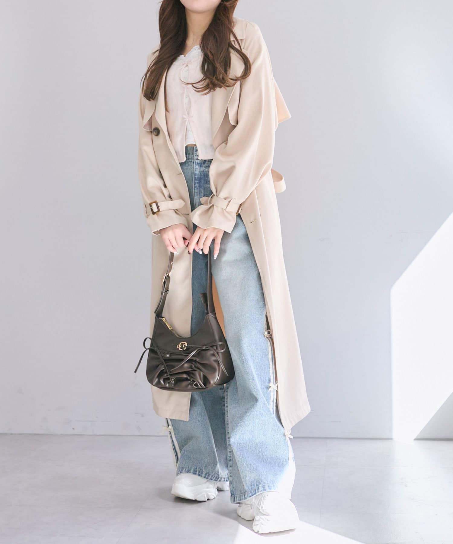 OLIVE des OLIVE(オリーブ デ オリーブ) 【S/Mサイズ展開】サイドラインリボンデニムパンツ