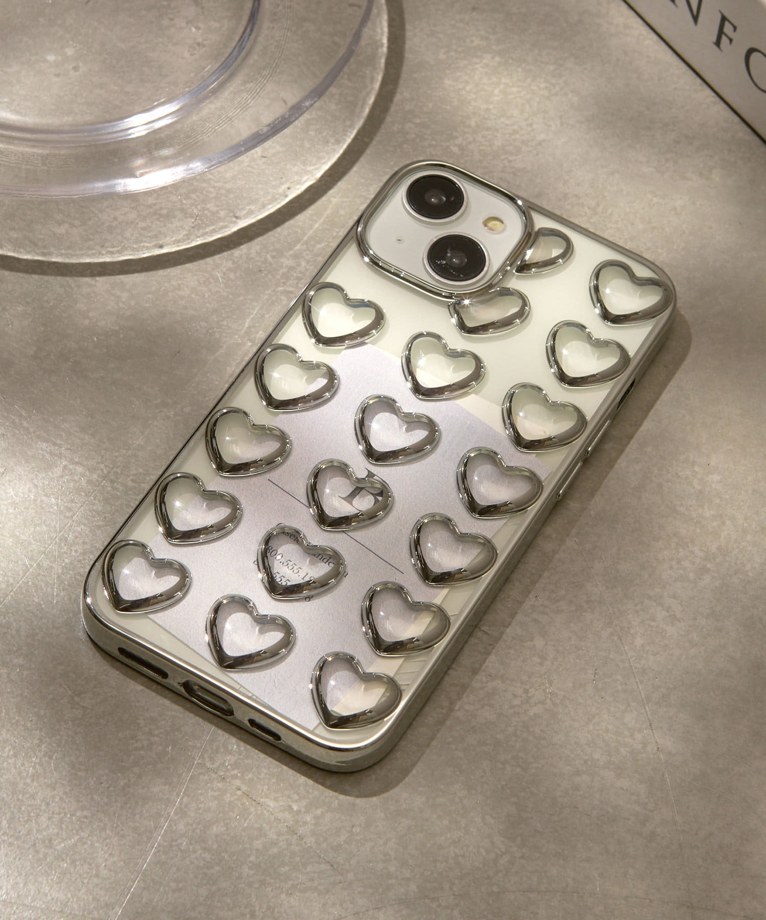 Lattice(ラティス) レディース メタルハートスマホケース(iPhone13/14) シルバー
