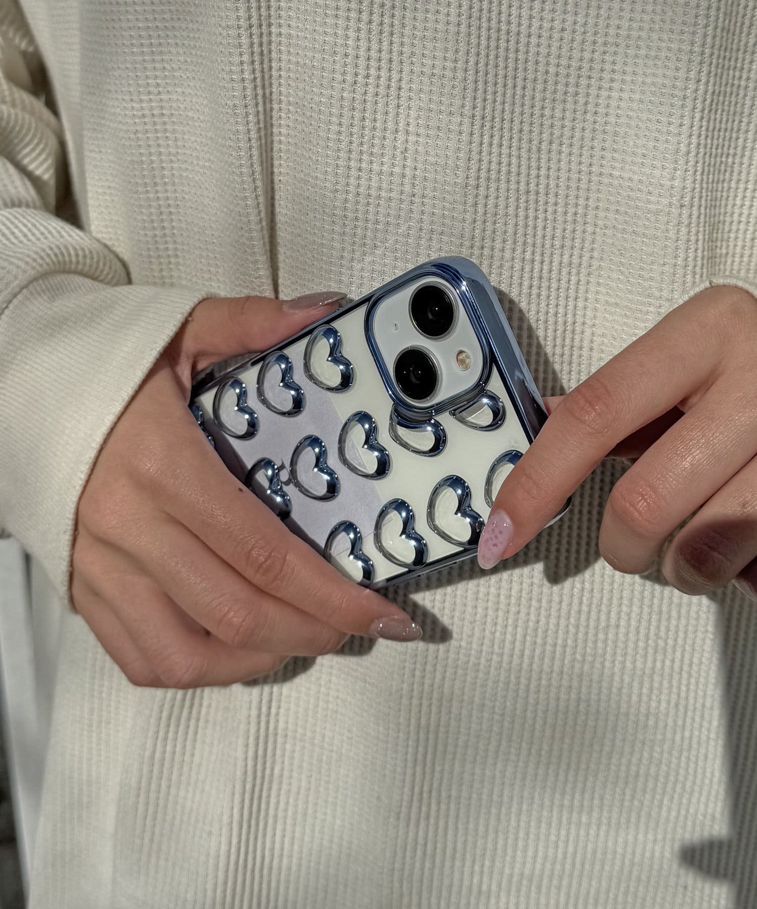 Lattice(ラティス) レディース メタルハートスマホケース(iPhone13/14) ブルー
