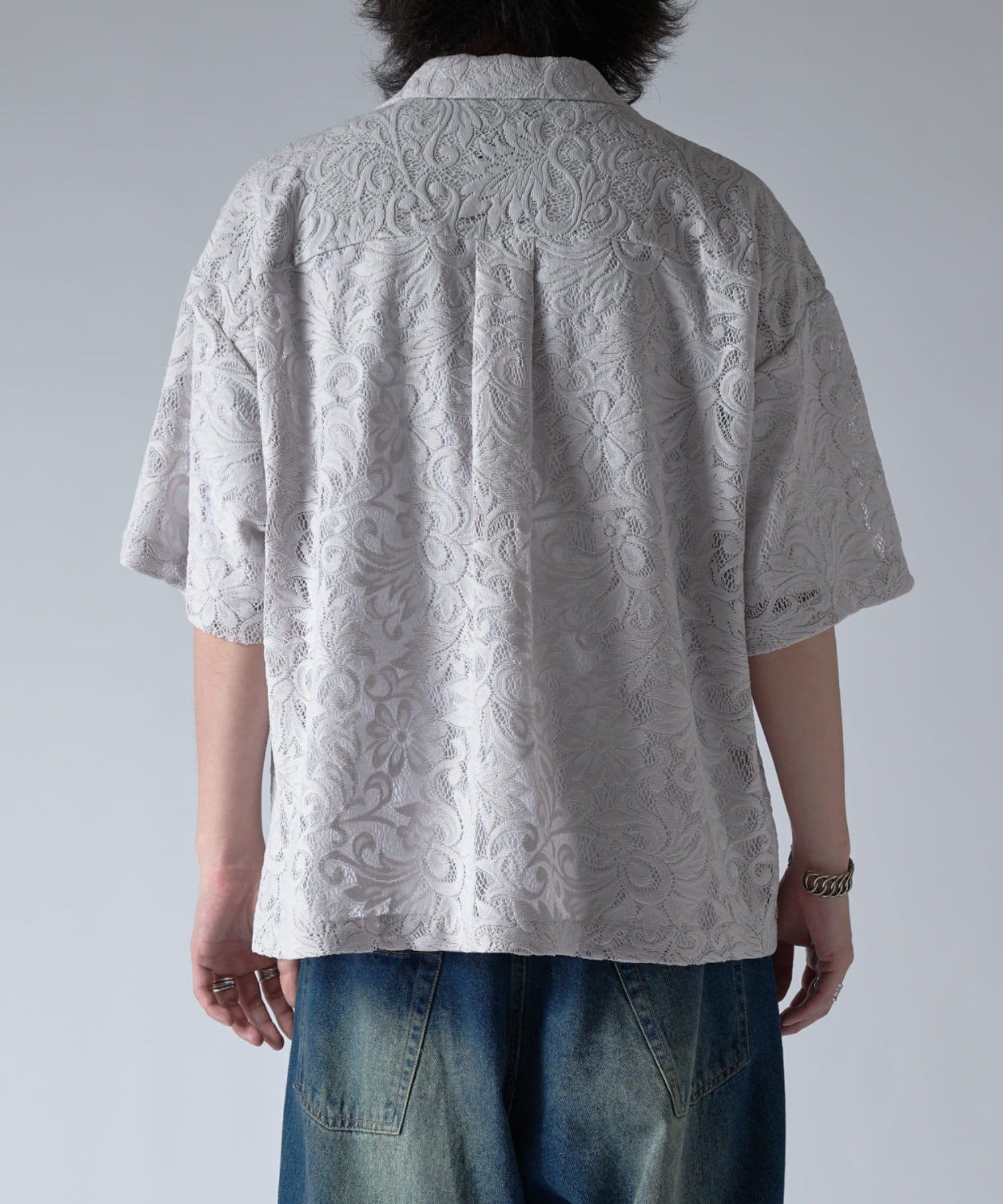 19ss ボリュームシャツ フラワーレースボリュームs/sシャツ | Lui's(ルイス)メンズ