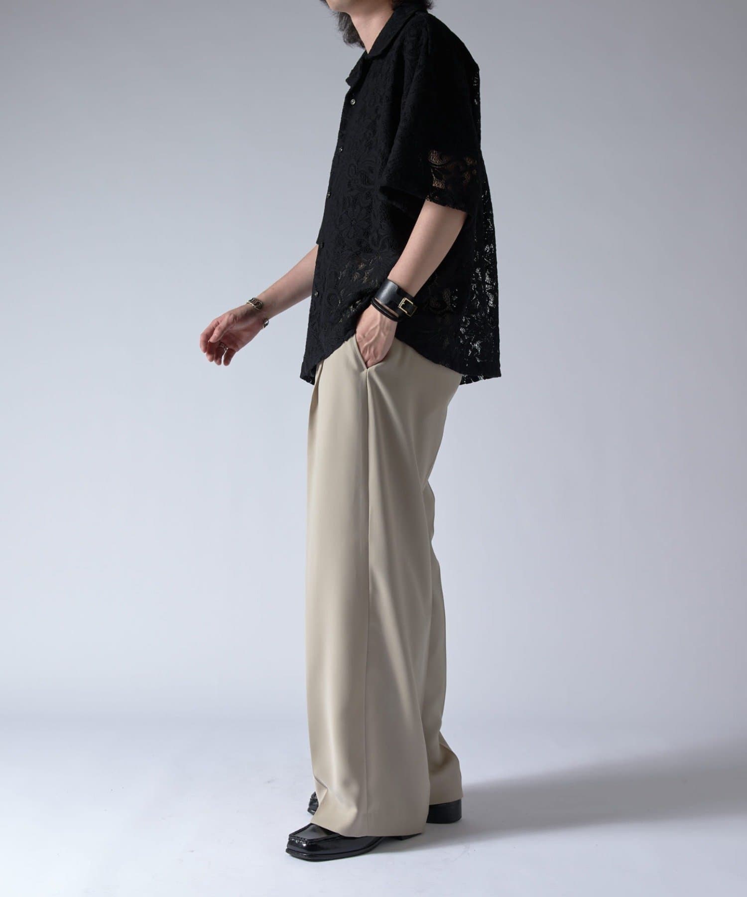 Lui's(ルイス) フラワーレースボリュームs/sシャツ