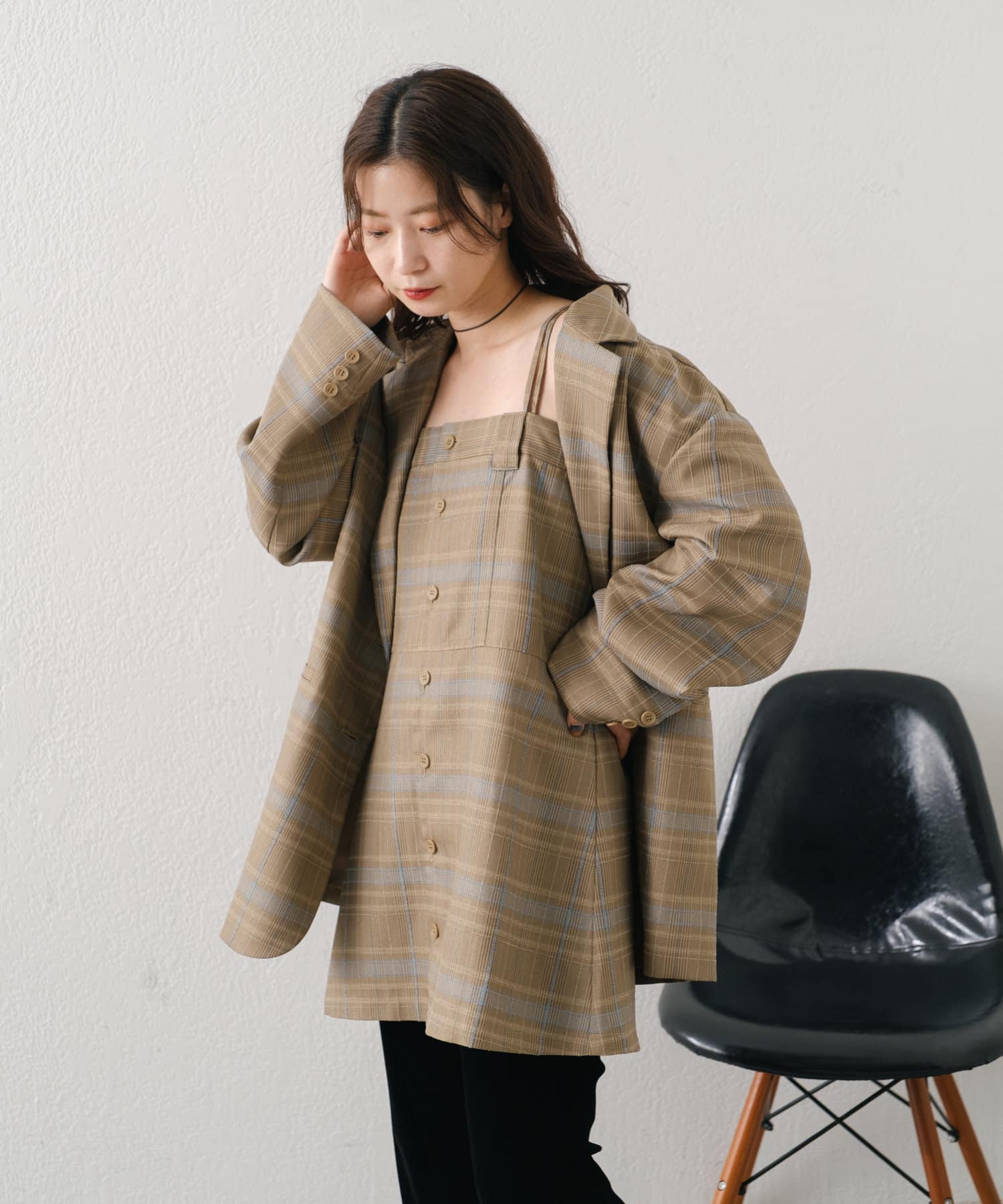 OUTLET(アウトレット) 【Kastane】ジャガードチェック2wayワンピース