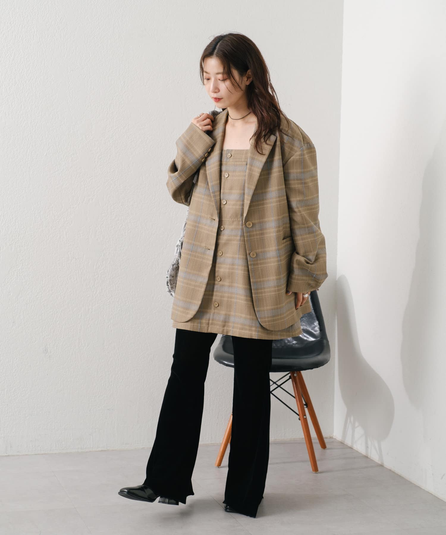 OUTLET(アウトレット) 【Kastane】ジャガードチェック2wayワンピース