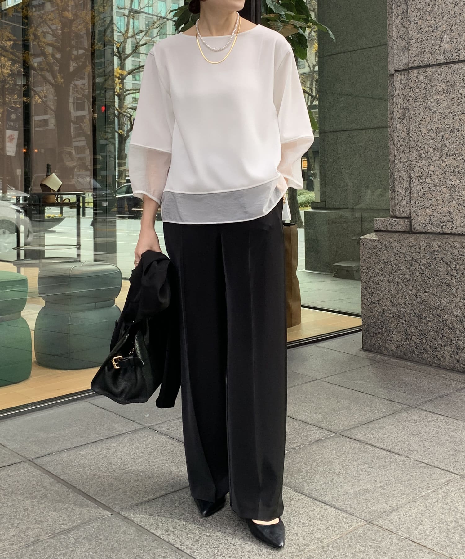 オケージョン対応】【WEB限定】シアー切替ブラウス | DOUDOU(ドゥドゥ