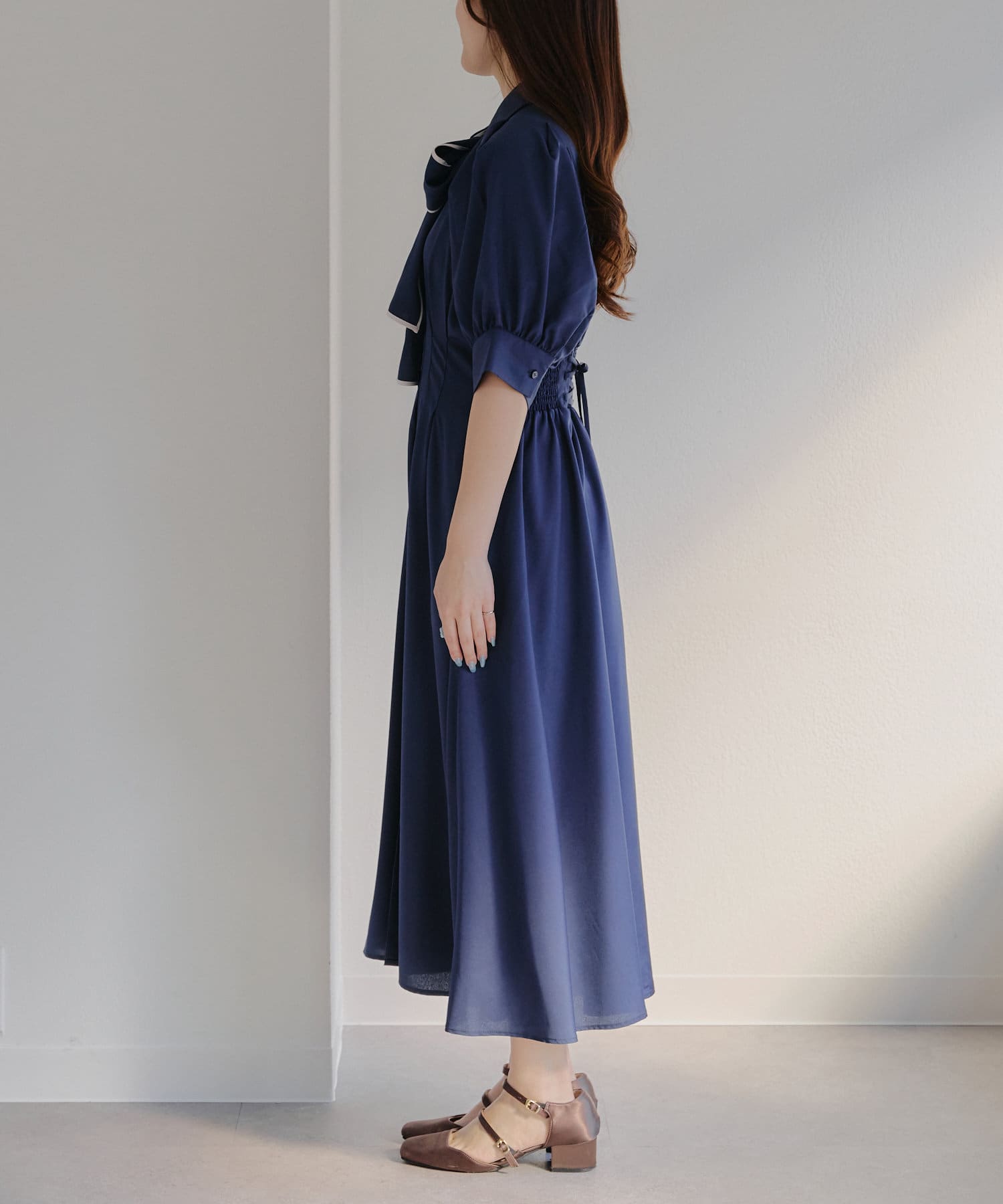 Remind me and forever(リマインドミーアンドフォーエバー) 【2サイズ展開】後ろレースアップボウタイワンピース