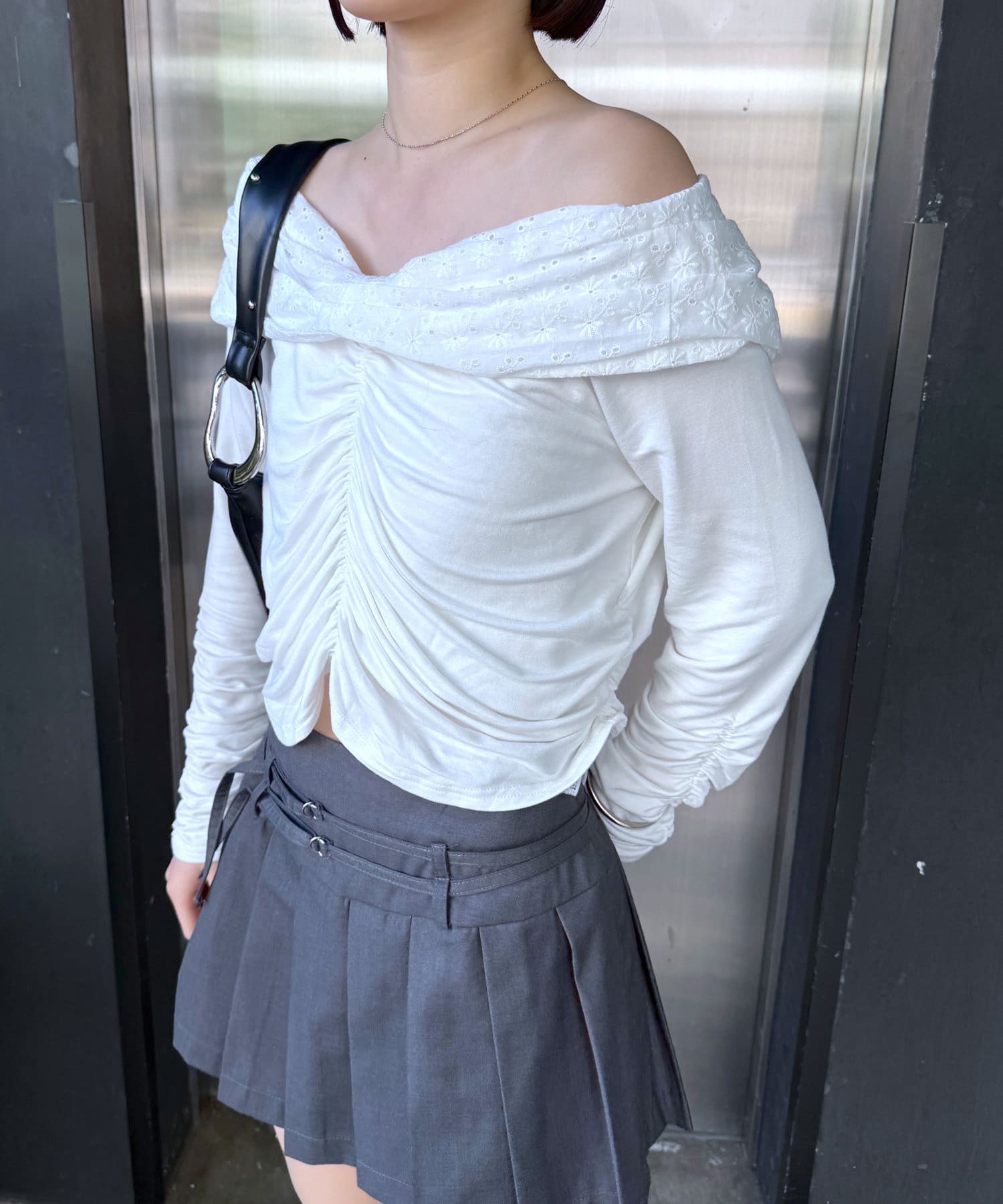 tシャツ 「mline」レースオフショル カットソー レディース mline]レースオフショル カットソー | mline(エムライン