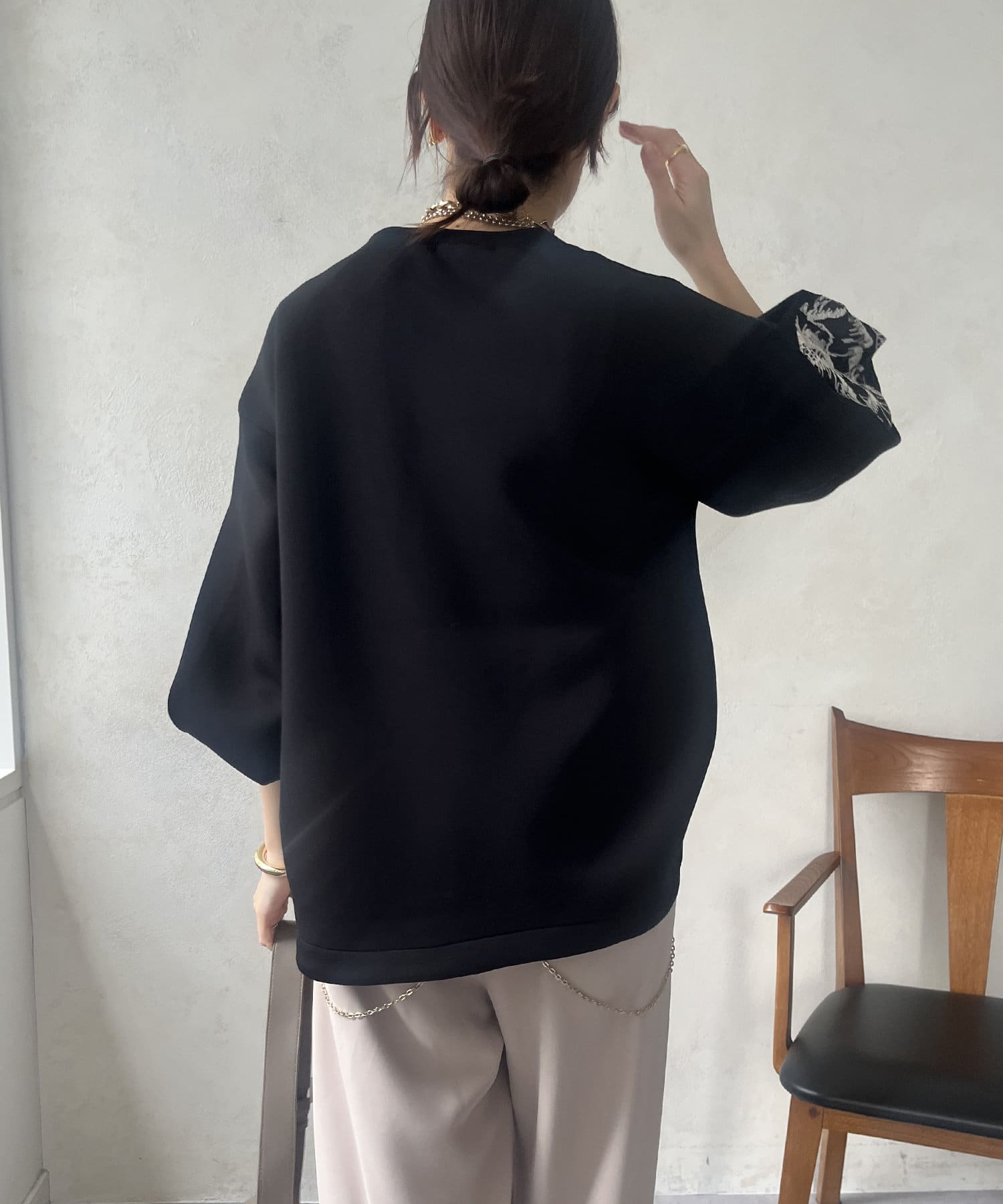 DOUDOU(ドゥドゥ) 【WEB限定】レーススリーブダンボールトップス