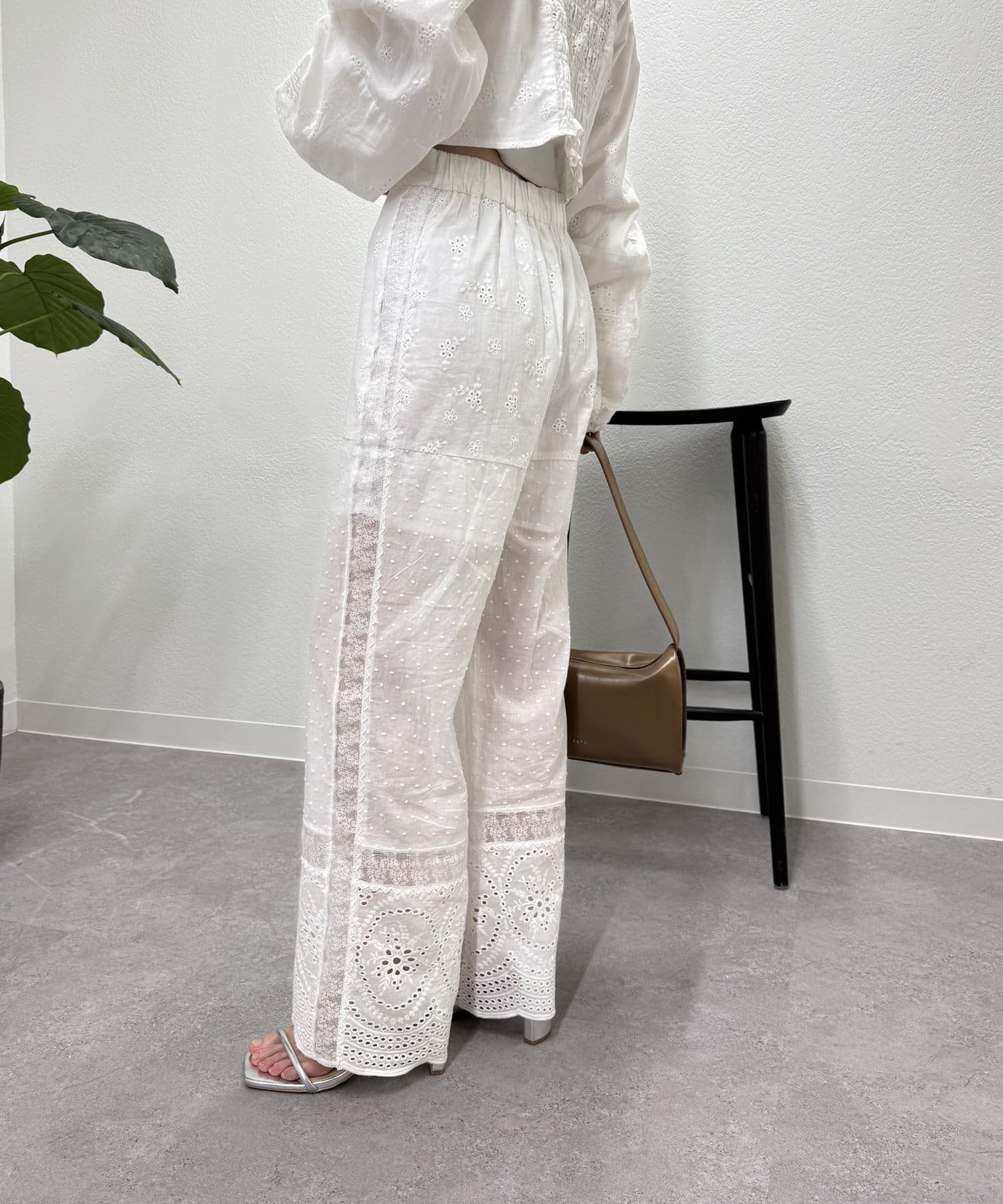 malion vintage レース リブ ニット パンツ
