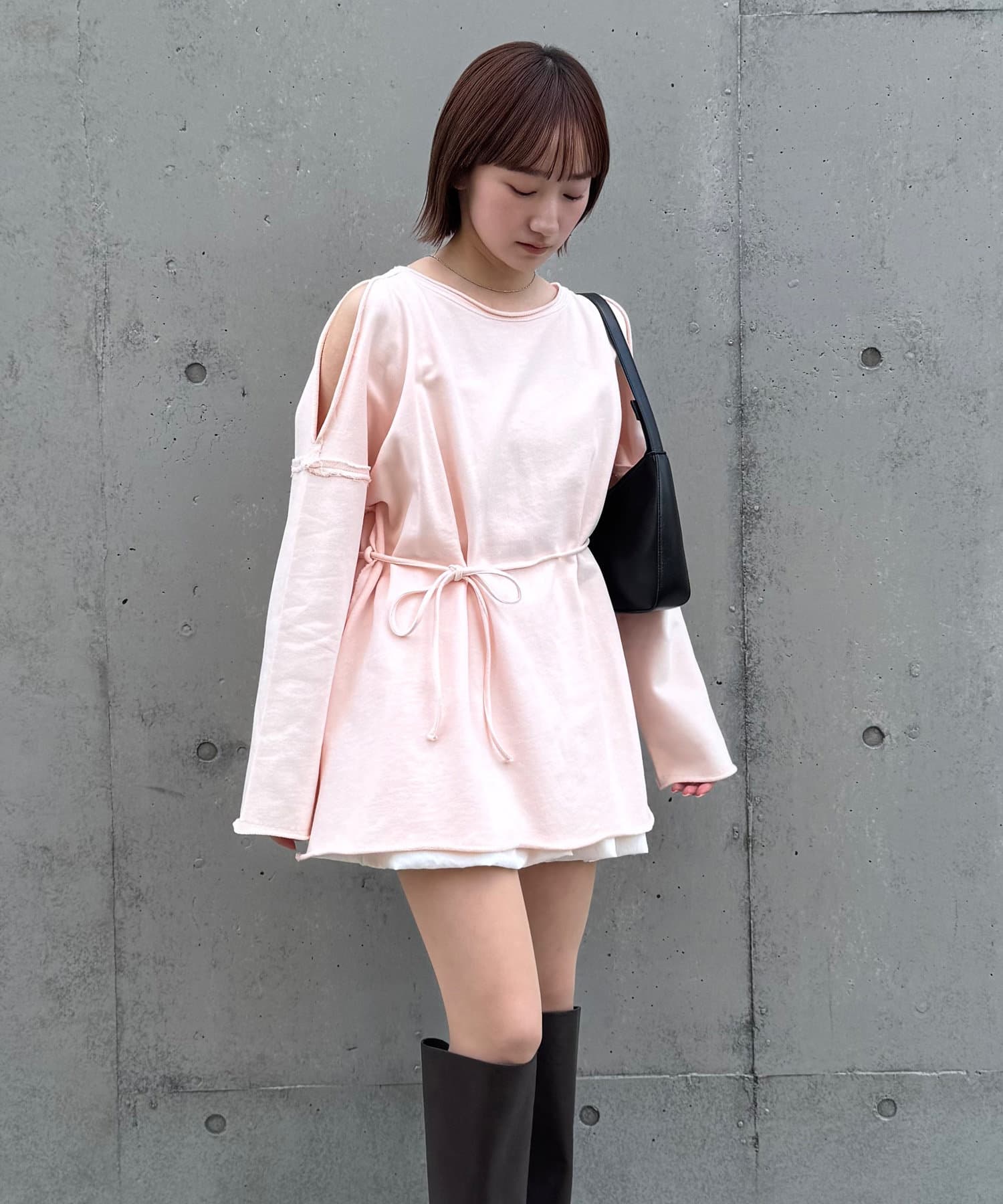 mystic(ミスティック) [mline]スウェット肩あきロングTシャツ