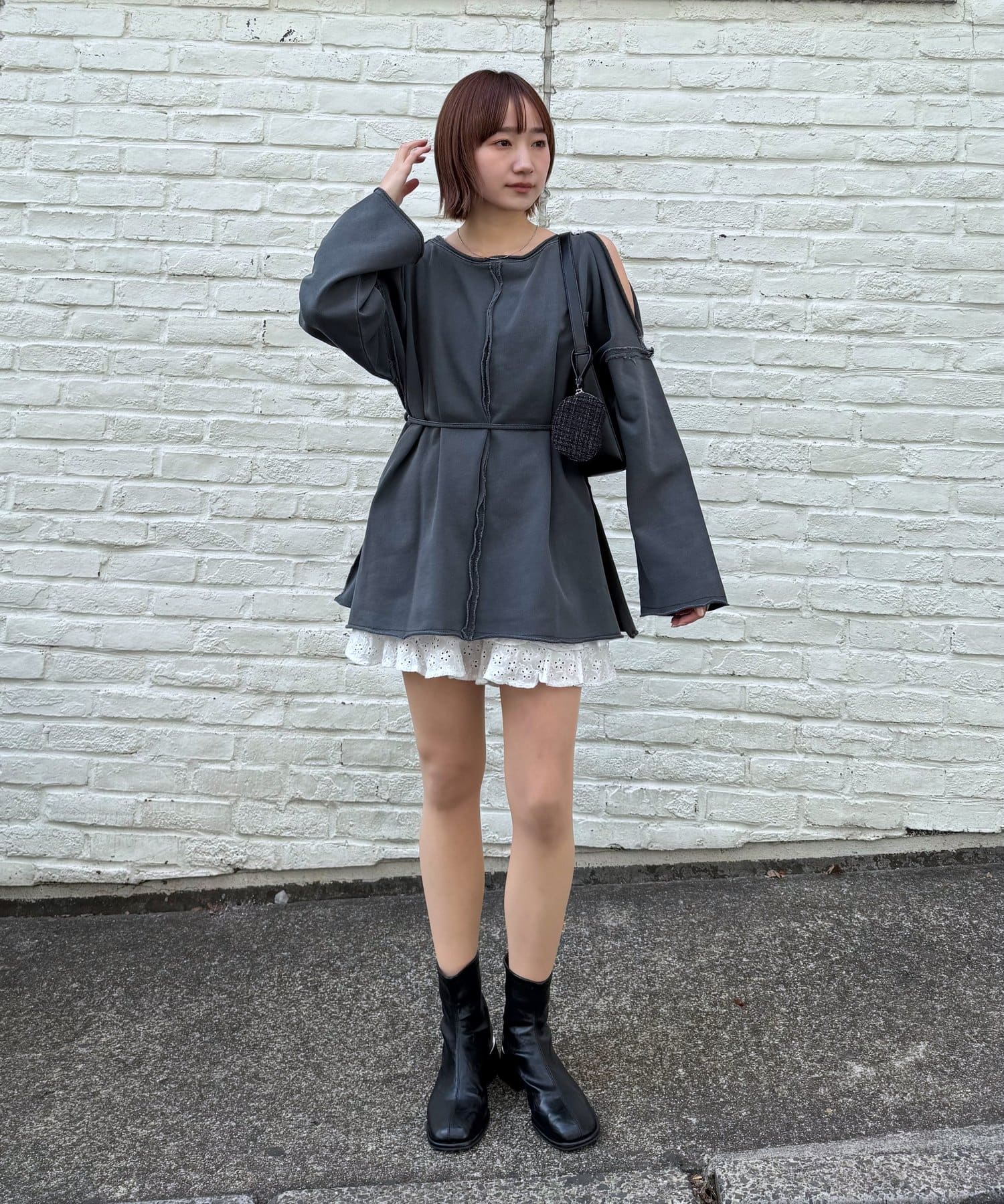 mystic(ミスティック) [mline]スウェット肩あきロングTシャツ