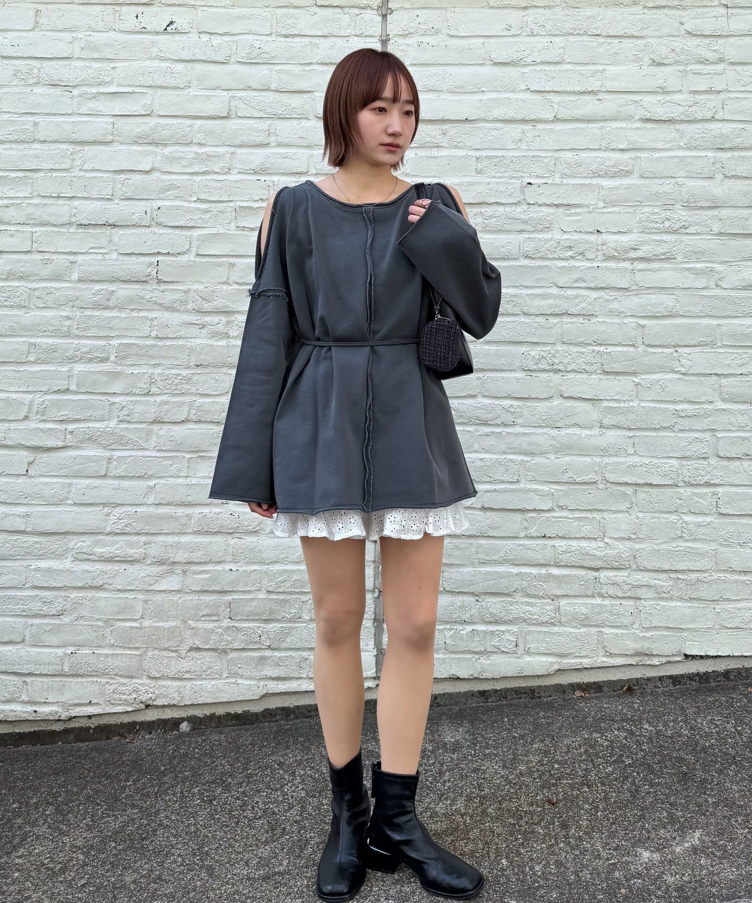 mystic(ミスティック) [mline]スウェット肩あきロングTシャツ