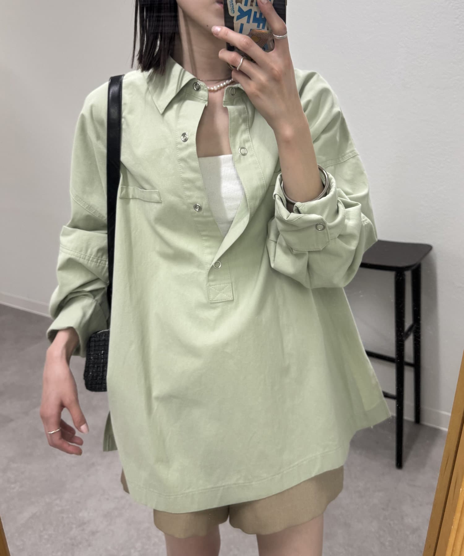 mystic(ミスティック) スキッパーBIGシャツ