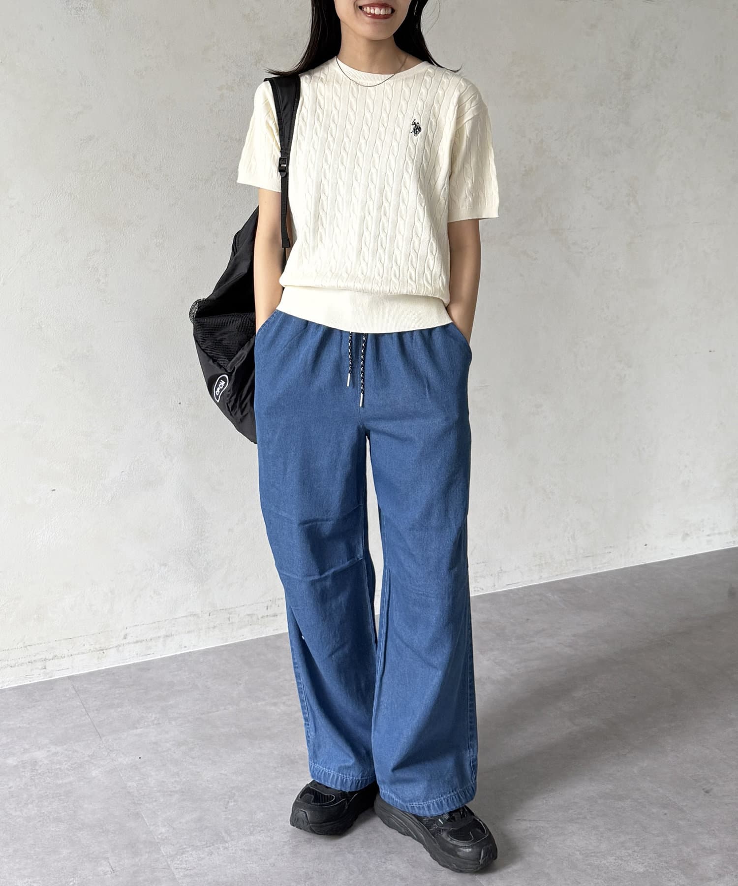 CPCM(シーピーシーエム) 【U.S. POLO ASSN.】半袖ケーブルニット